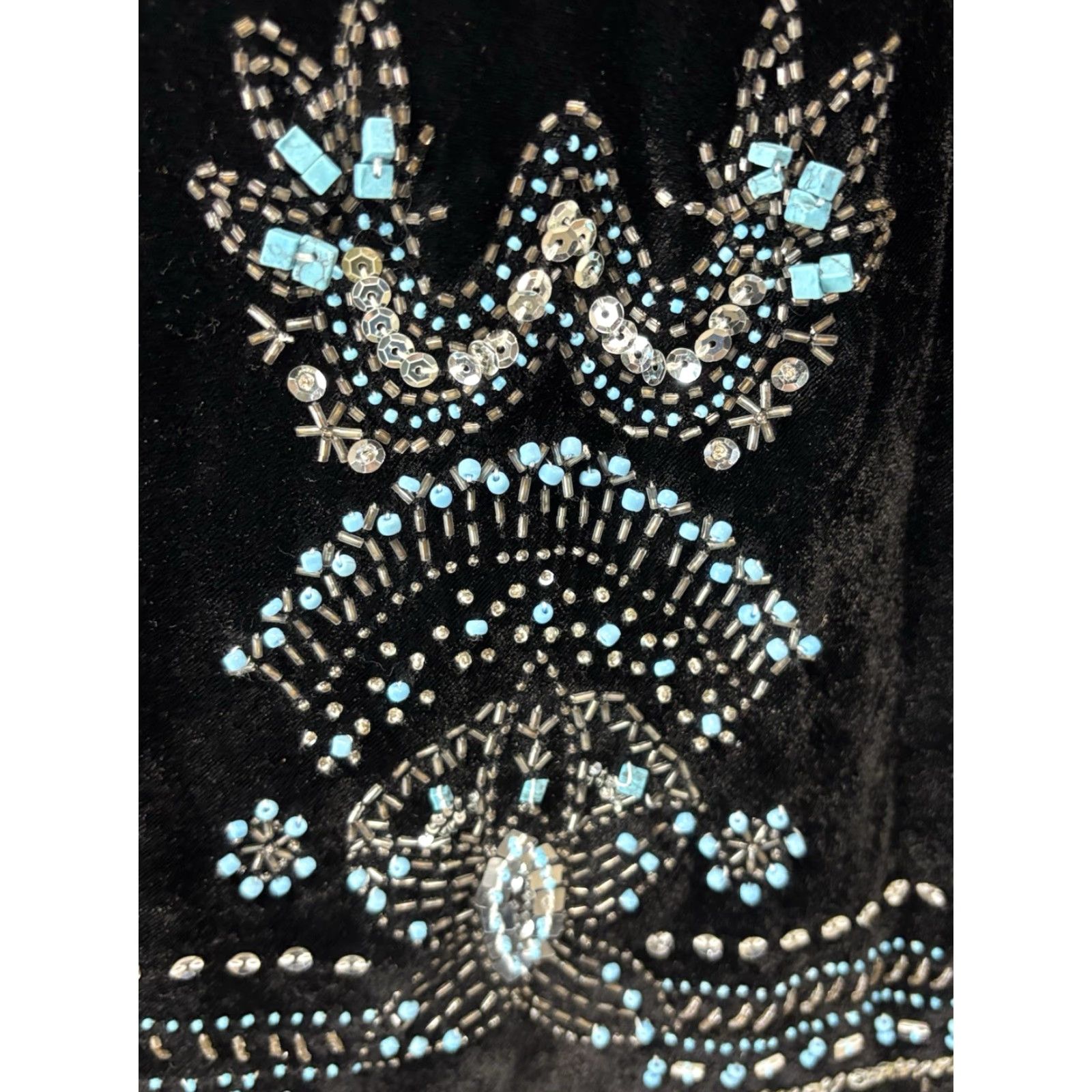 Vintage VINTAGE Carole Little Velvet Midi Skirt Women's Size 8 Black Turquoise Beads Goth 90s Size 30" / US 8 / IT 44 - 4 Thumbnail