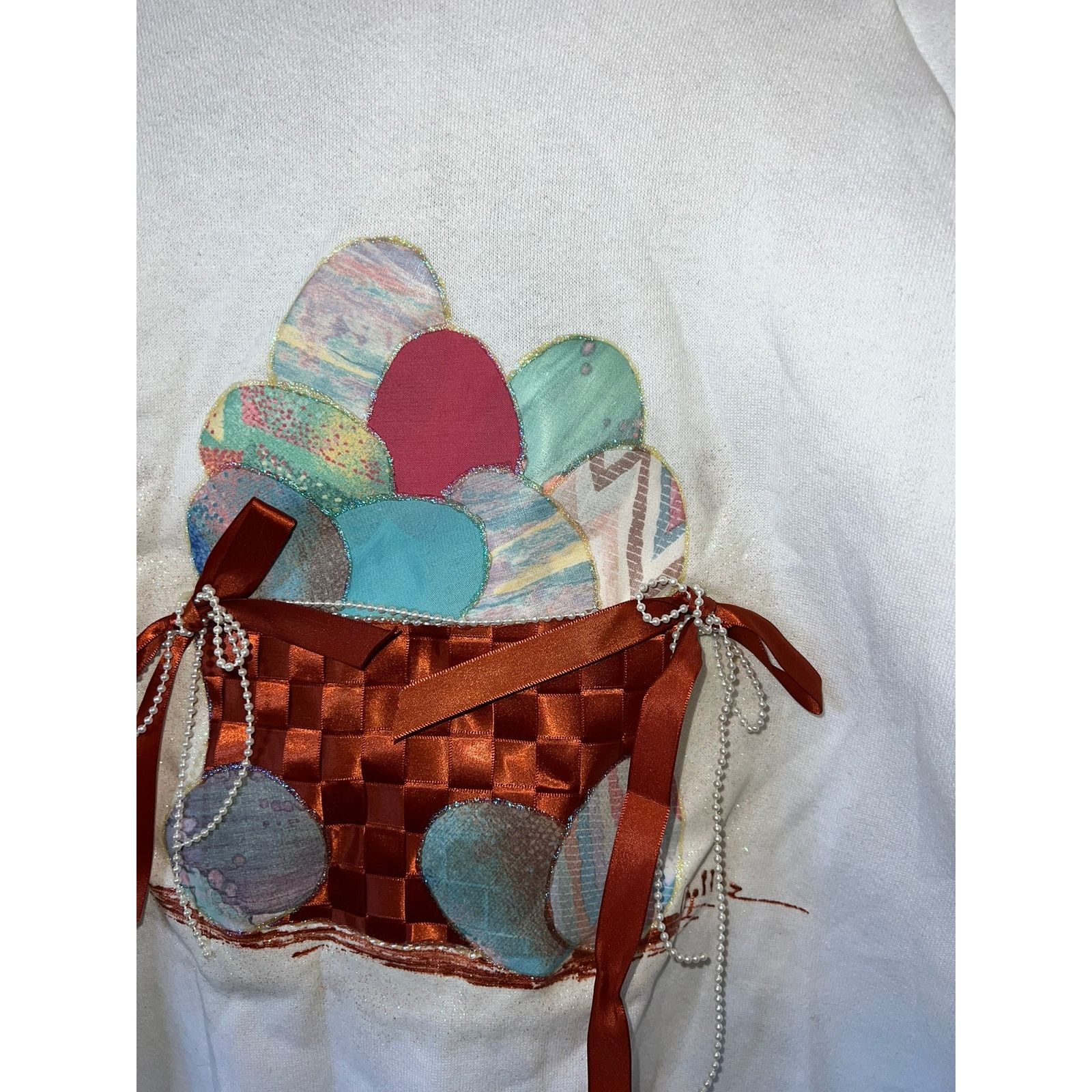 Vintage 90s Vintage Easter Egg Bucket Custom made Sweatshirt VTG L Size US L / EU 52-54 / 3 - 3 Thumbnail