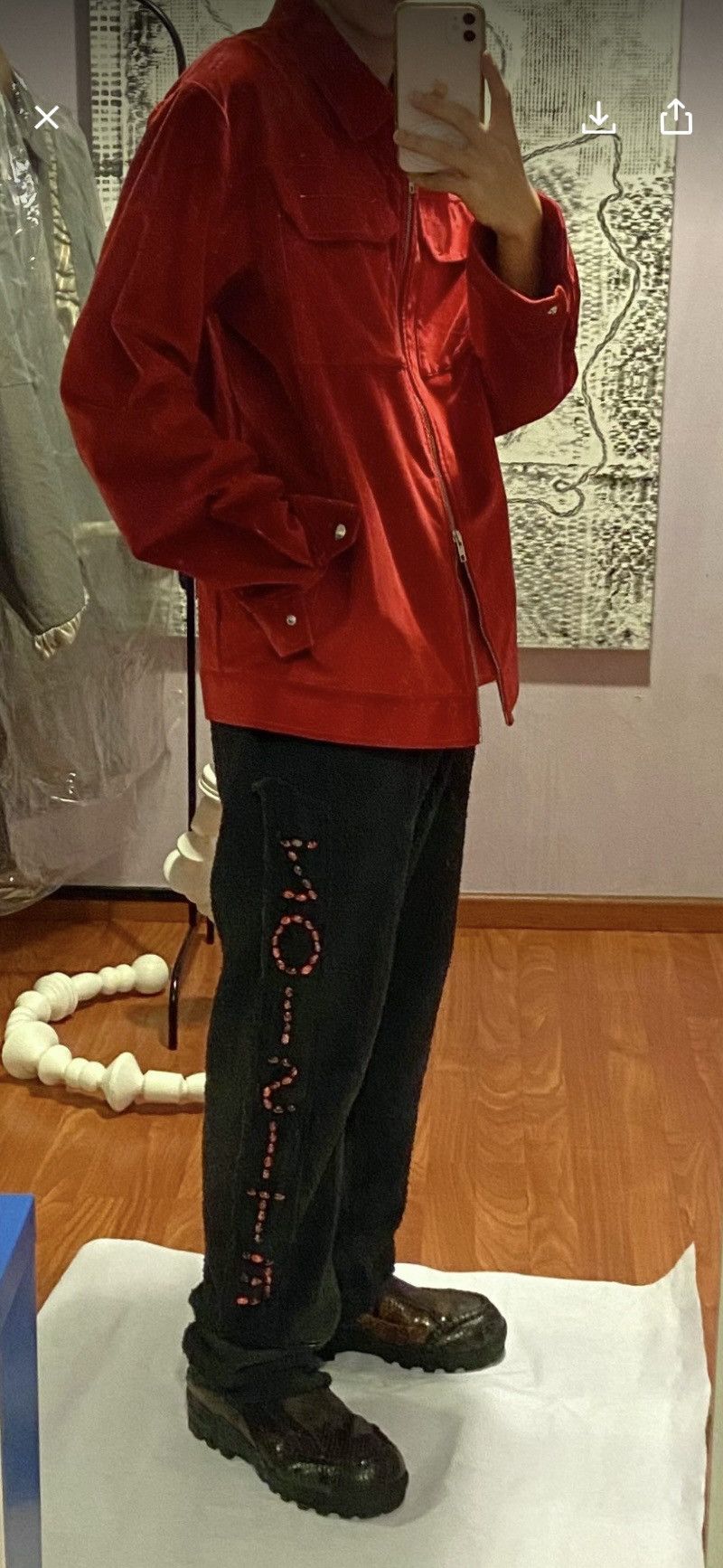 Affix Works × Kiko Kostadinov Affix red jacket velvet | Grailed