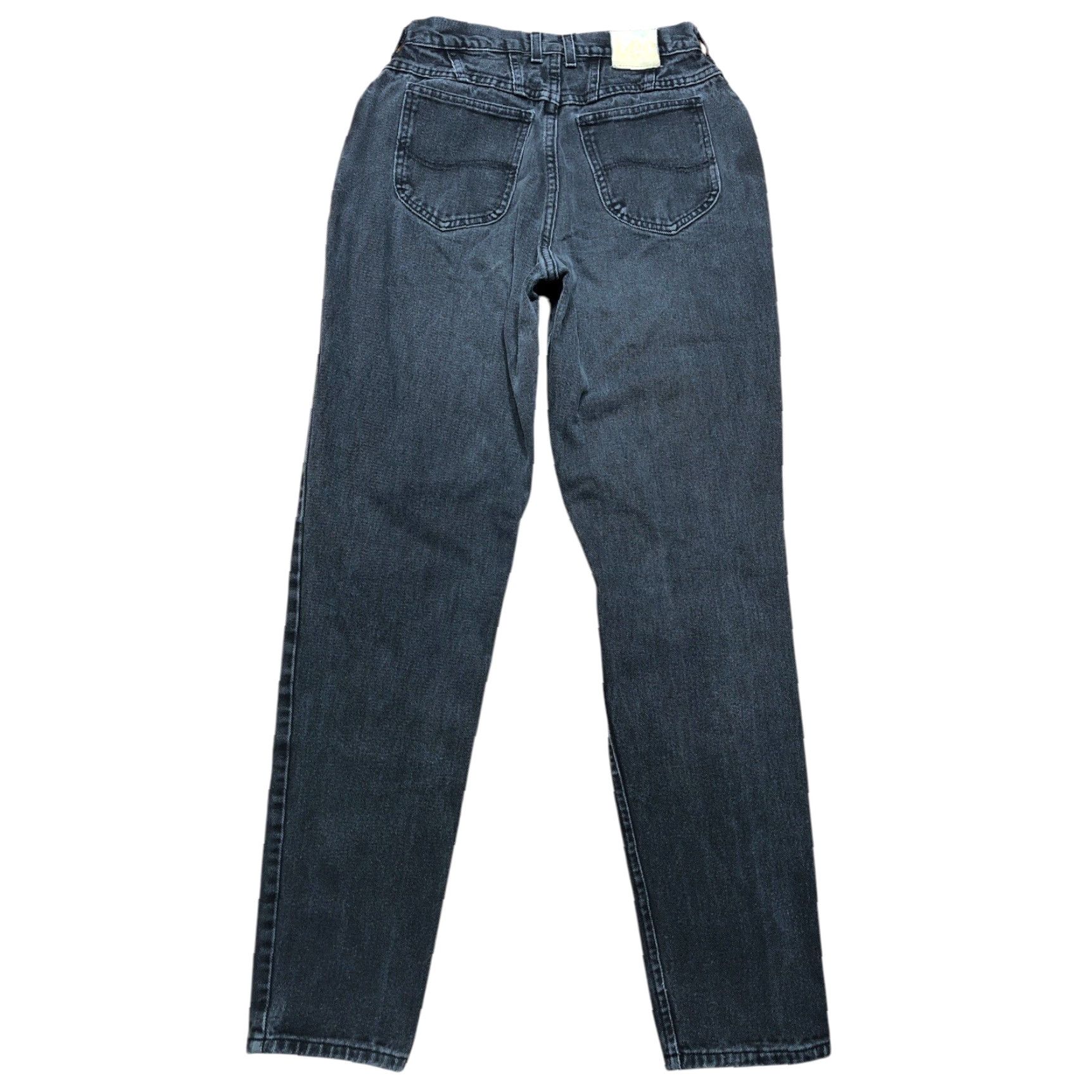 Lee VTG Lee Jeans Womens 27x33 Mom High Rise Black Distressed Denim Western Logo 5-Pocket Regular Rise USA Cowgirl 80s 90s Mens? Wait. Size 27" / US 4 / IT 40 - 2 Thumbnail