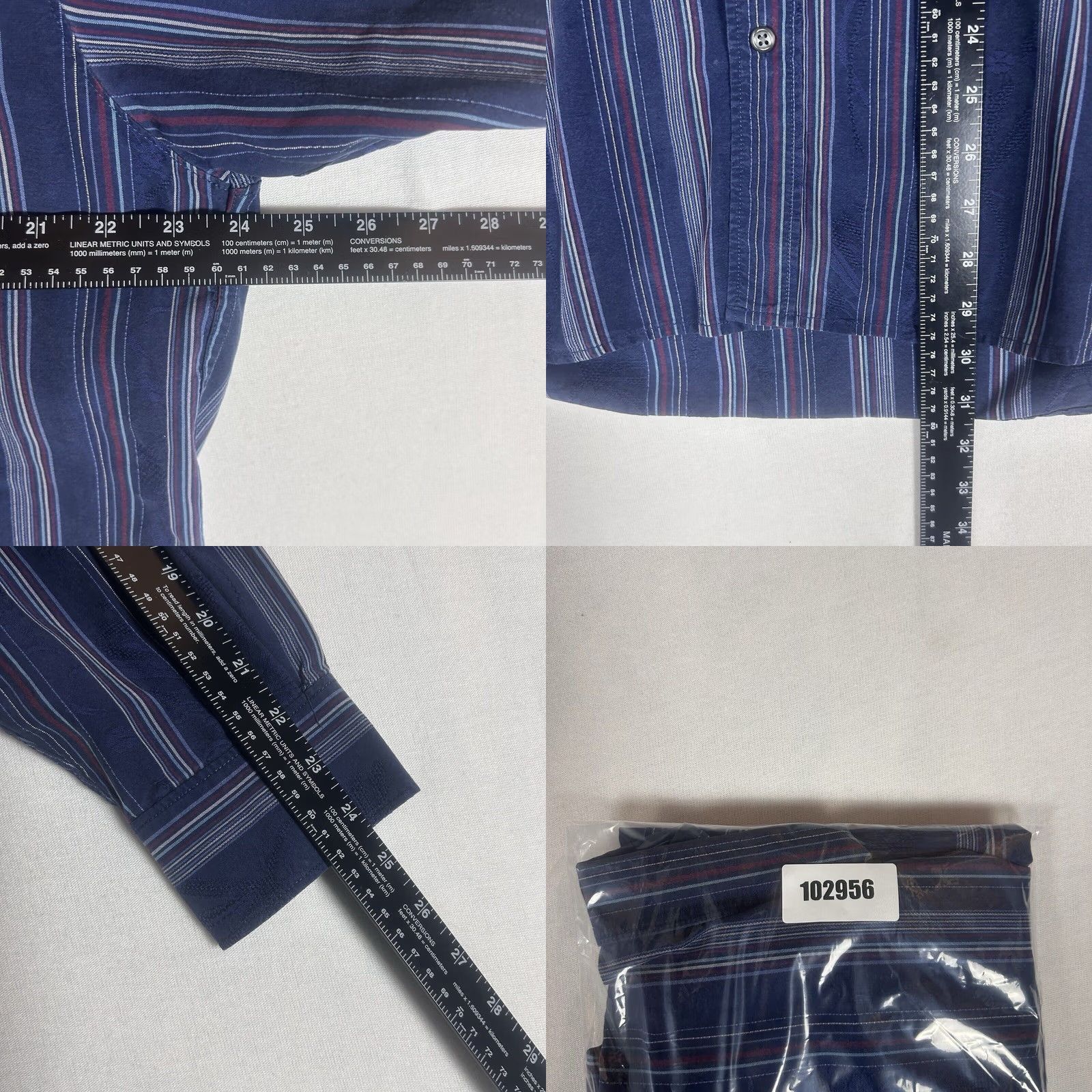 Tommy Bahama Tommy Bahama Long Sleeve Button-Up Shirt Mens L Textured Striped Blue Casual Size US L / EU 52-54 / 3 - 8 Thumbnail