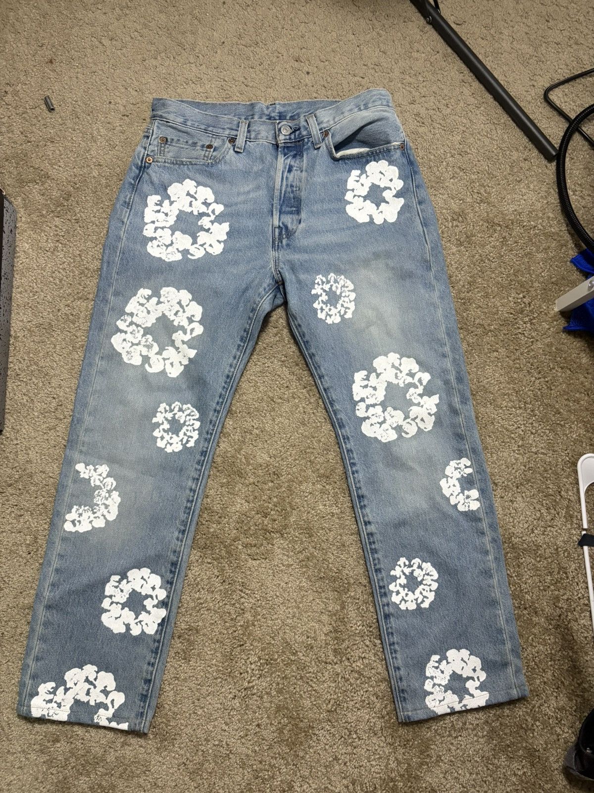 DENIM TEARS Light blue denim tears jeans size 31W x 32L Size US 31 - 1 Thumbnail