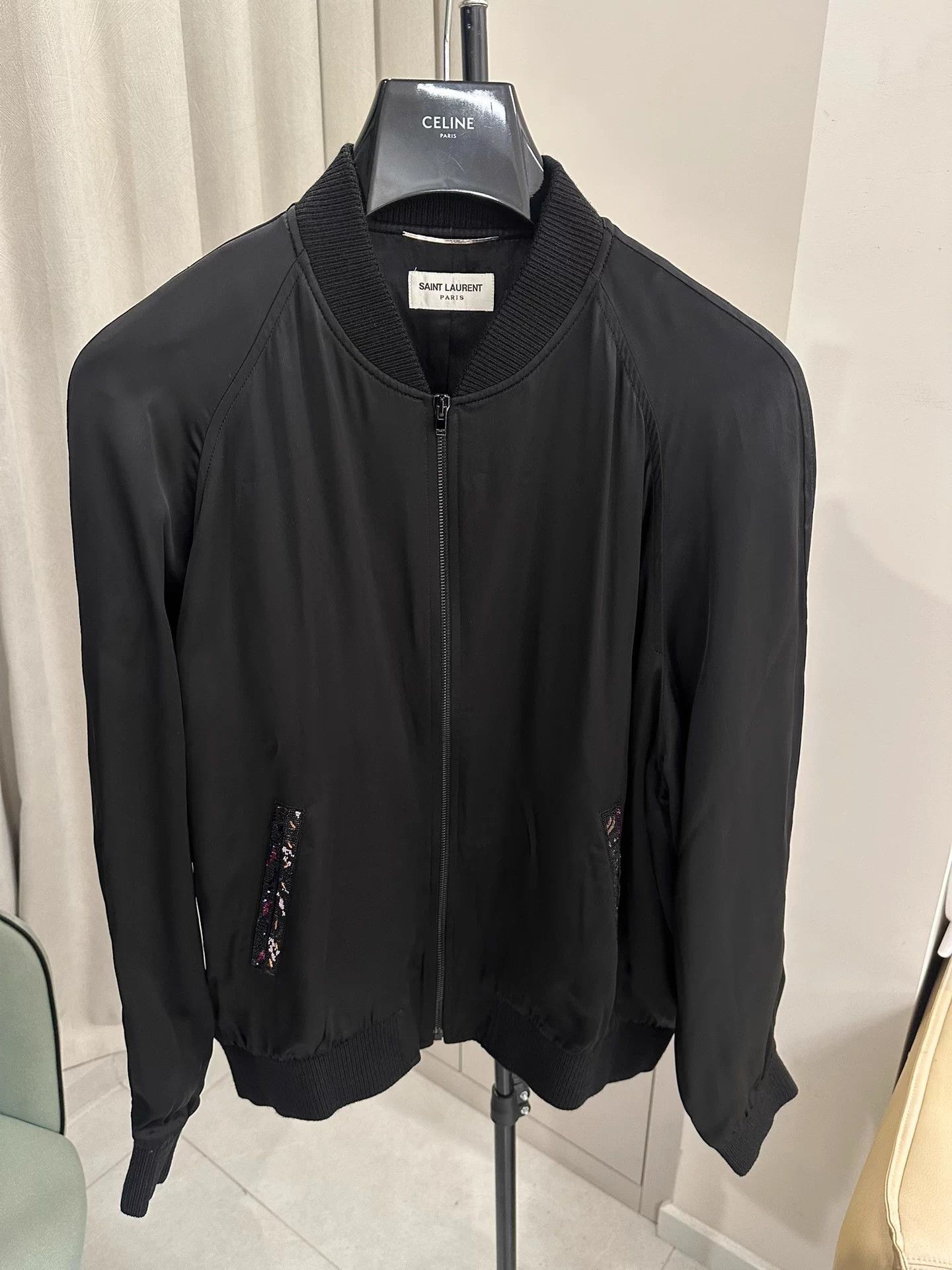 Saint Laurent Paris SLP 19ss Teddy Baseball Rainbow Beaded Logo Black M Size US M / EU 48-50 / 2 - 1 Thumbnail