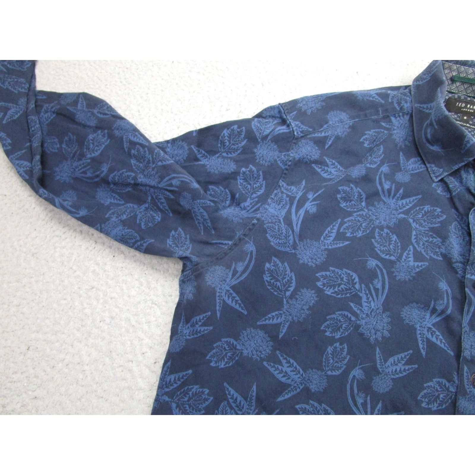 Ted Baker Ted Baker Shirt Mens Large Blue Floral Button Down Long Sleeve Cotton London Size US XL / EU 56 / 4 - 3 Thumbnail