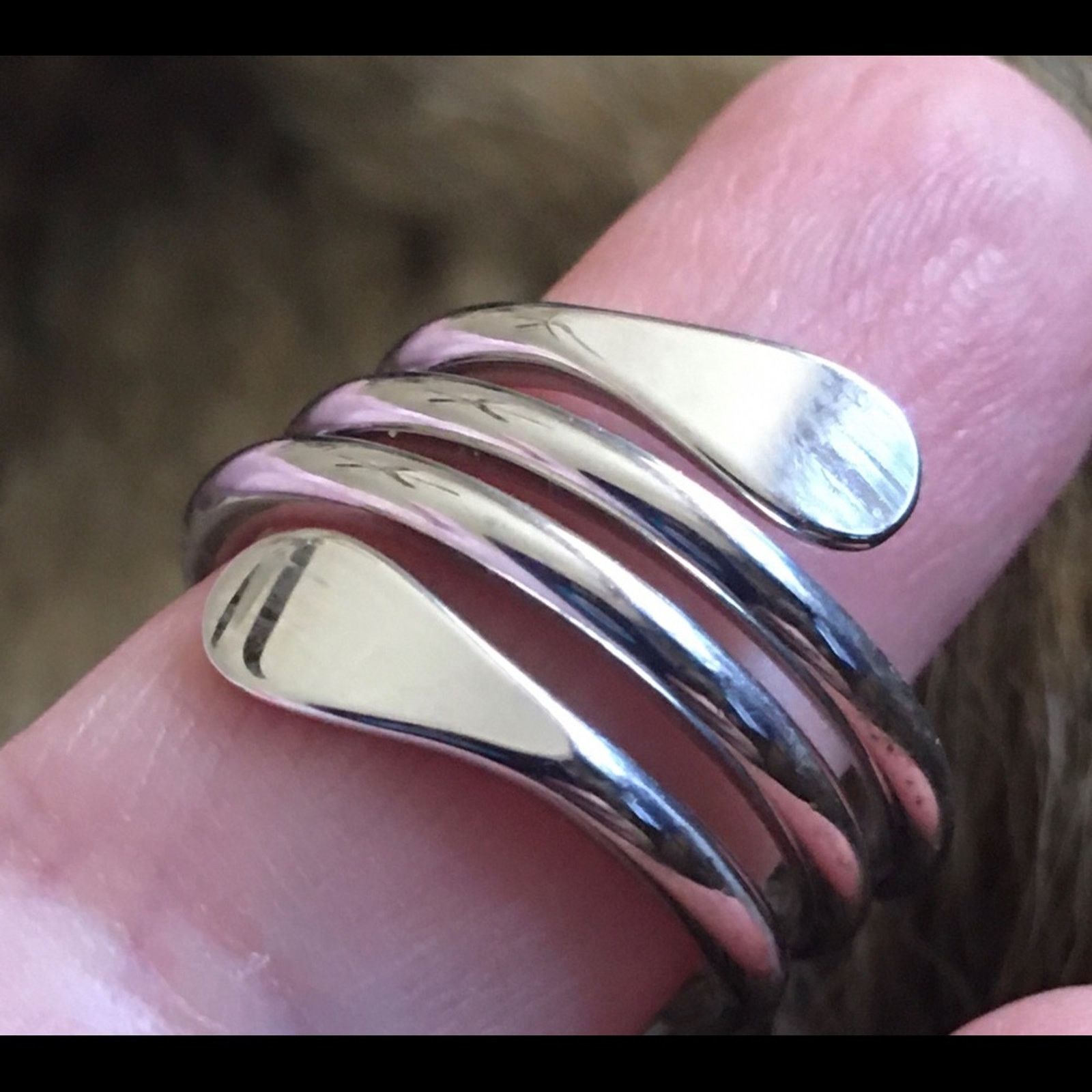 Jewelry Mirror finish silver tone coil style ring Size ONE SIZE - 8 Thumbnail