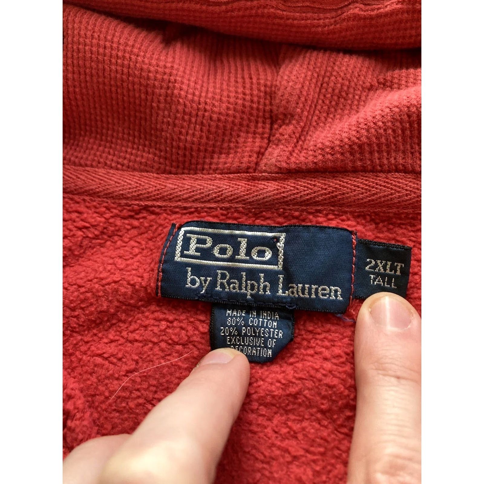 Polo Ralph Lauren VINTAGE Polo Ralph Lauren Hoodie Mens 2XLT Full Zip Sweatshirt Red Logo Pockets Hooded Cotton Sweatshirt Big & Tall Men Size US XXL / EU 58 / 5 - 5 Thumbnail