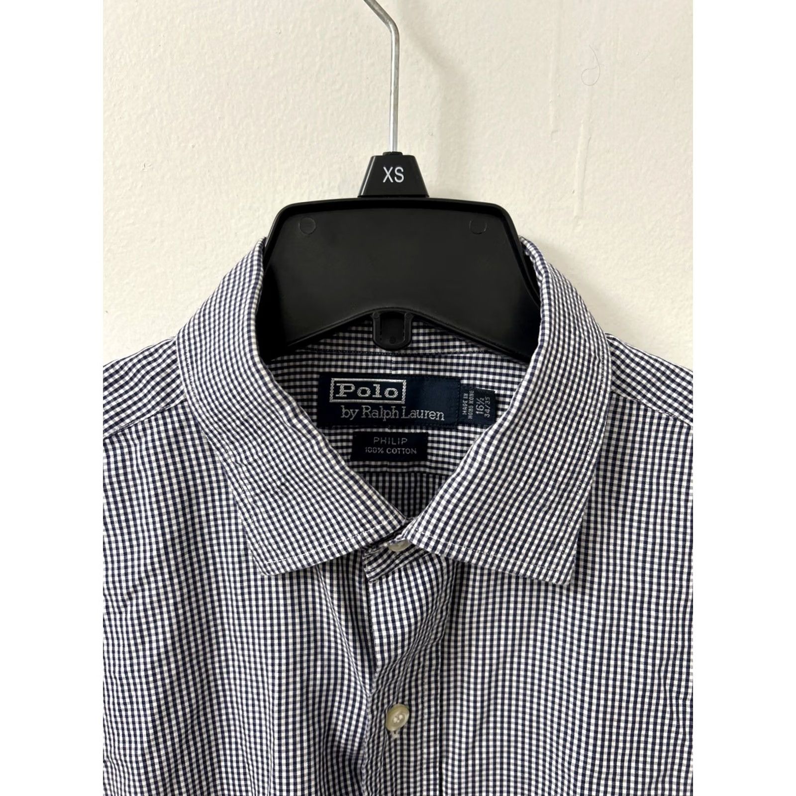 Polo Ralph Lauren VINTAGE Polo Ralph Lauren Philip Shirt Mens 16.5 Blue White Plaid Button Up L/S Dress Shirt Size US XL / EU 56 / 4 - 6 Thumbnail