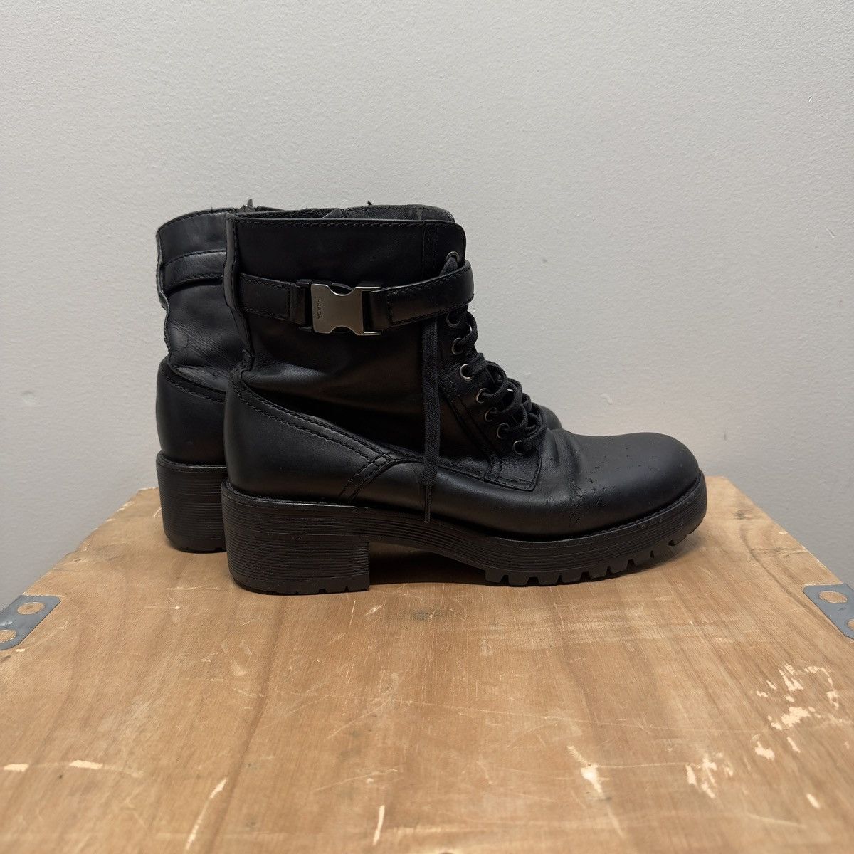 Prada Prada Sport Leather Buckle Combat Boots Distressed Size US 8 / EU 41 - 1 Thumbnail