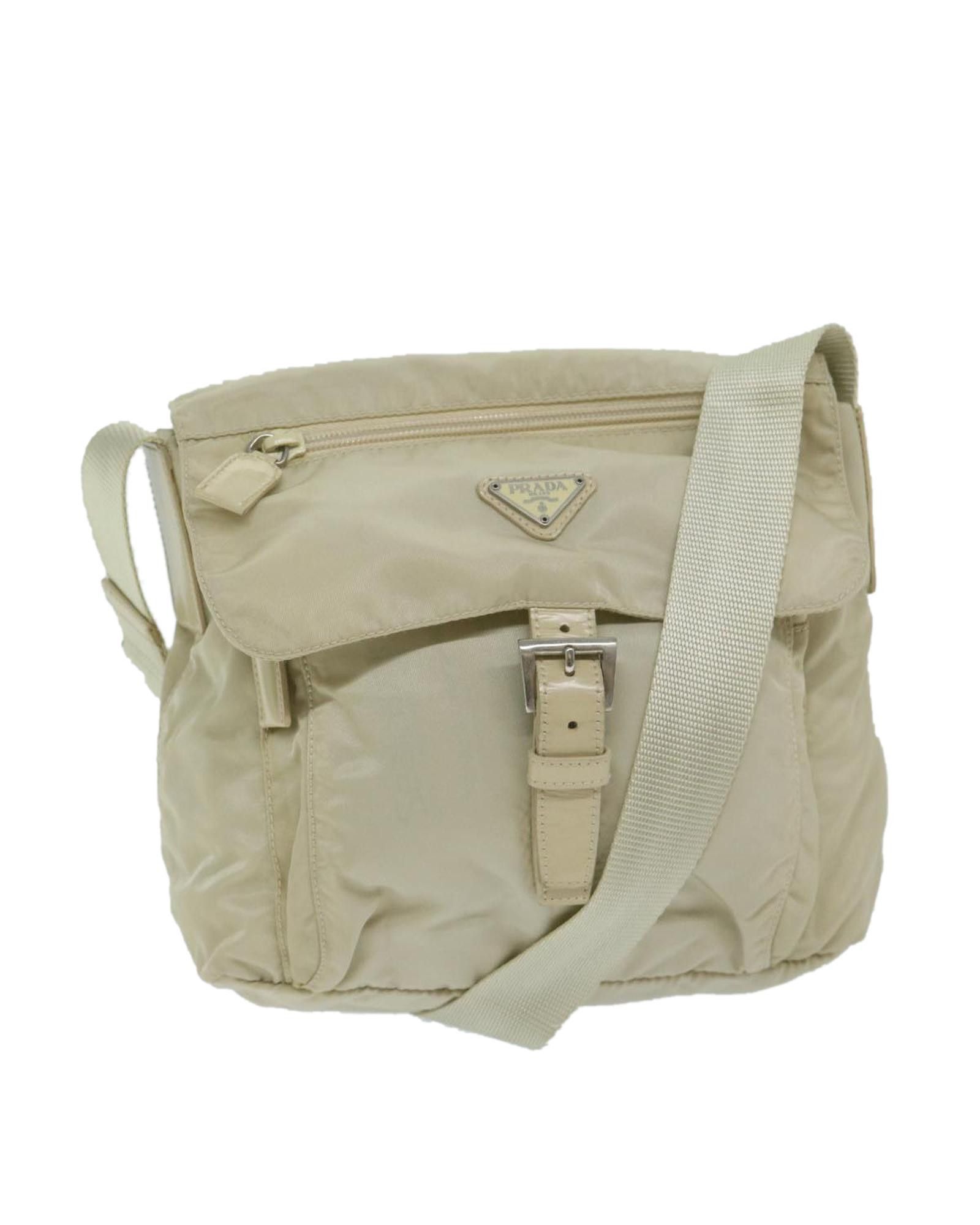 image of Prada Beige Synthetic Shoulder Bag With Practical Elegance, Women's