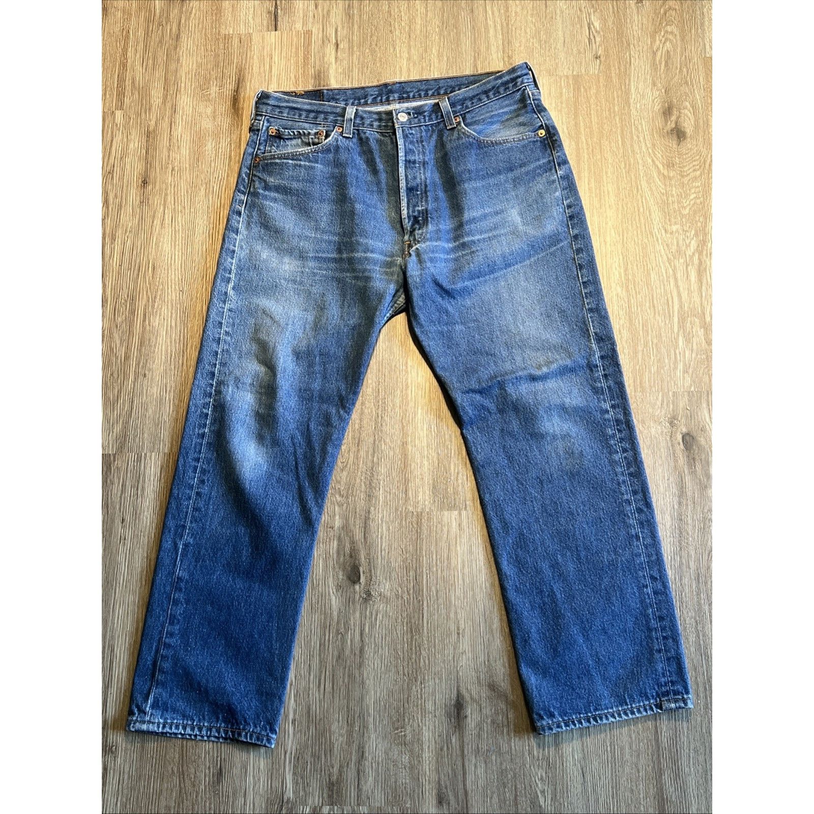 Levi's Vintage Levis 501 Jeans 34x26 90s Blue USA Made Denim Hige Size US 34 / EU 50 - 6 Thumbnail