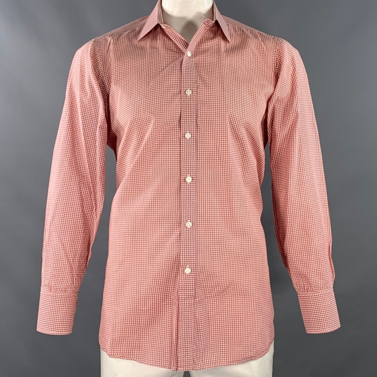 Turnbull & Asser Size L White Brick Gingham Cotton Long Sleeve Shirt Size US L / EU 52-54 / 3 - 1 Thumbnail