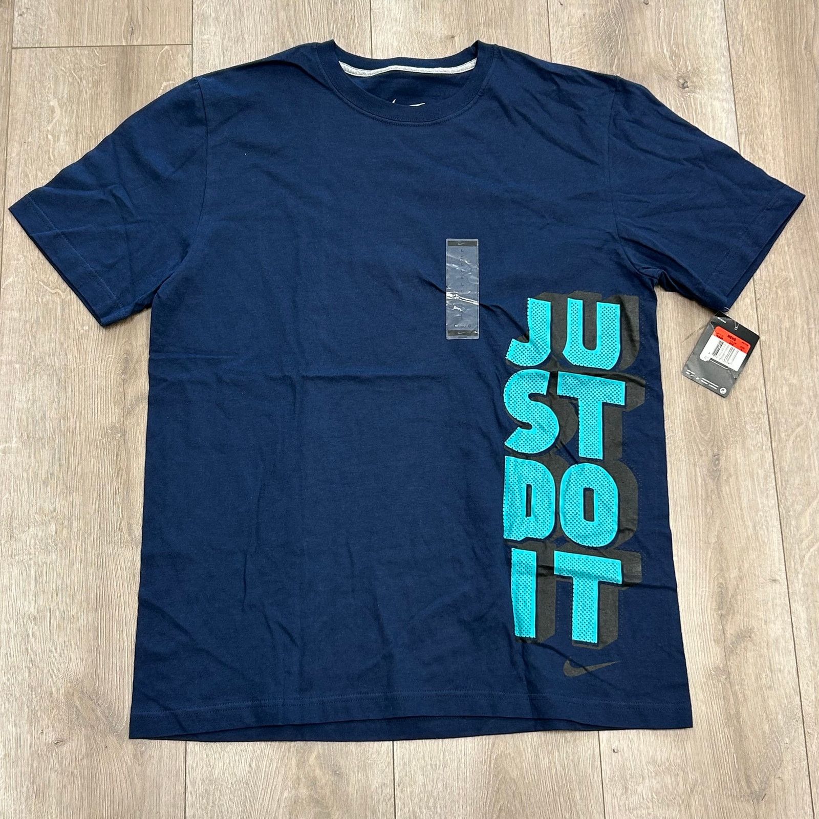 Nike New Nike Just Do It Vertical Logo Teal Navy Tee T Shirt Size US L / EU 52-54 / 3 - 1 Thumbnail