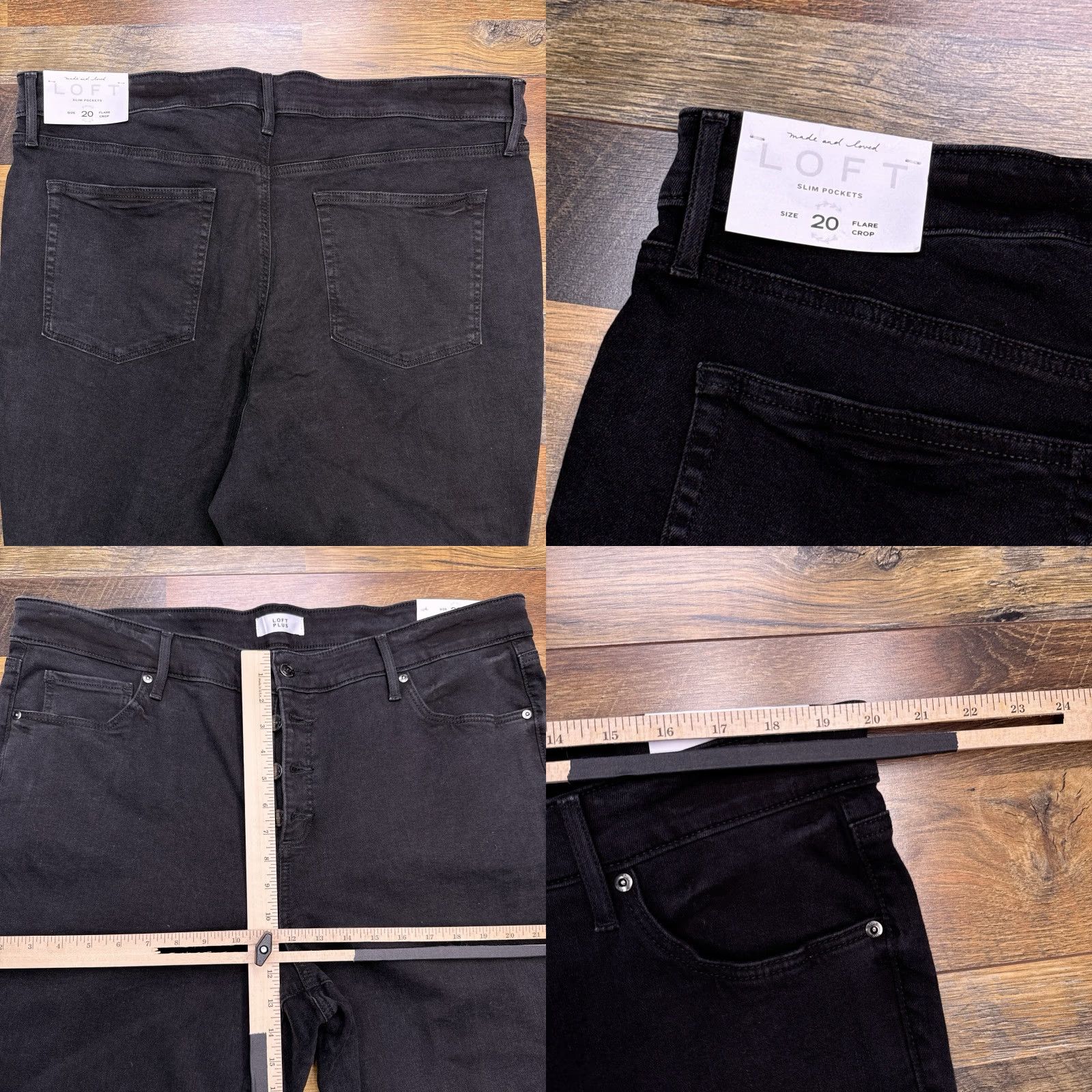 Loft VINTAGE-free Loft Jeans Womens 20 Plus Black High Rise Stretch Frayed Hems New Crop Cropped Denim Jeans LOFT Stretch 5-Pocket Bohemian City Womens Size 42" / US 20 - 8 Thumbnail