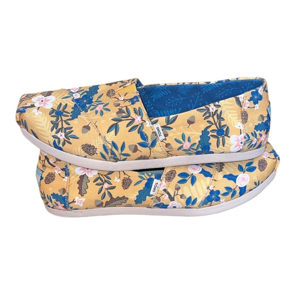 Toms Women's TOMS Floral Canvas Slip-On Shoes Size 6 Yellow Blue Size US 6 / IT 36 - 6 Thumbnail