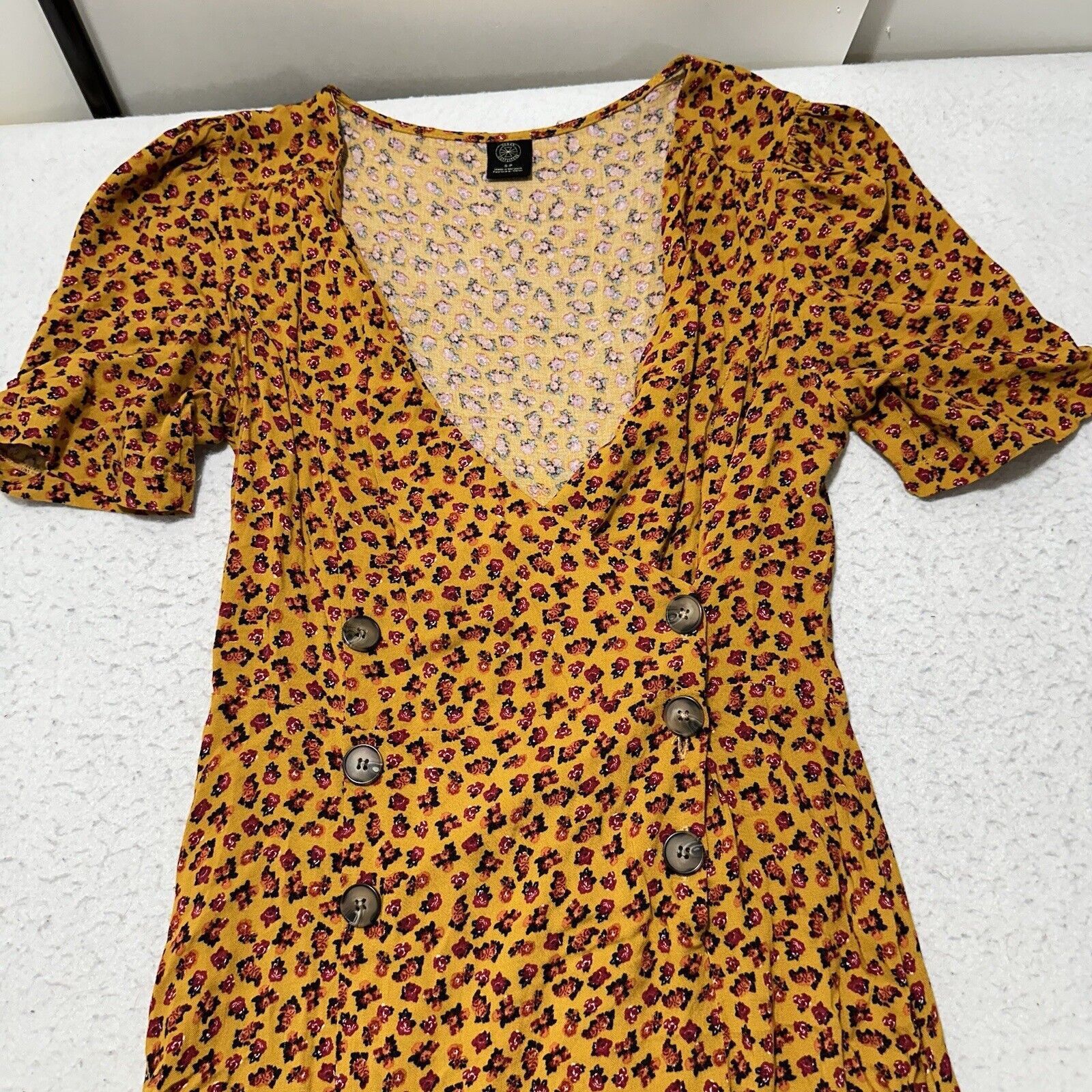 Urban Outfitters Urban Outfitters Small Front-Slit Midi Dress Floral Orange Size S / US 4 / IT 40 - 3 Thumbnail