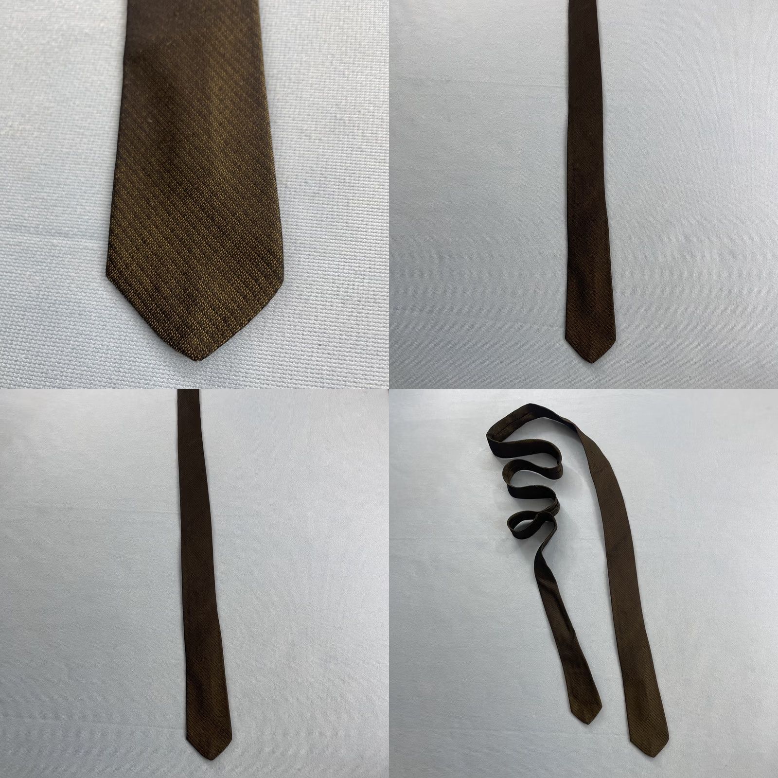 MCM VTG Julliard Skinny Tie MCM Woven Silk Slim Necktie Dark Gray Green 1.6x55 Charcoal Green, Vintage, Designer, Mens, One Size, Silk, Necktie Size ONE SIZE - 8 Thumbnail