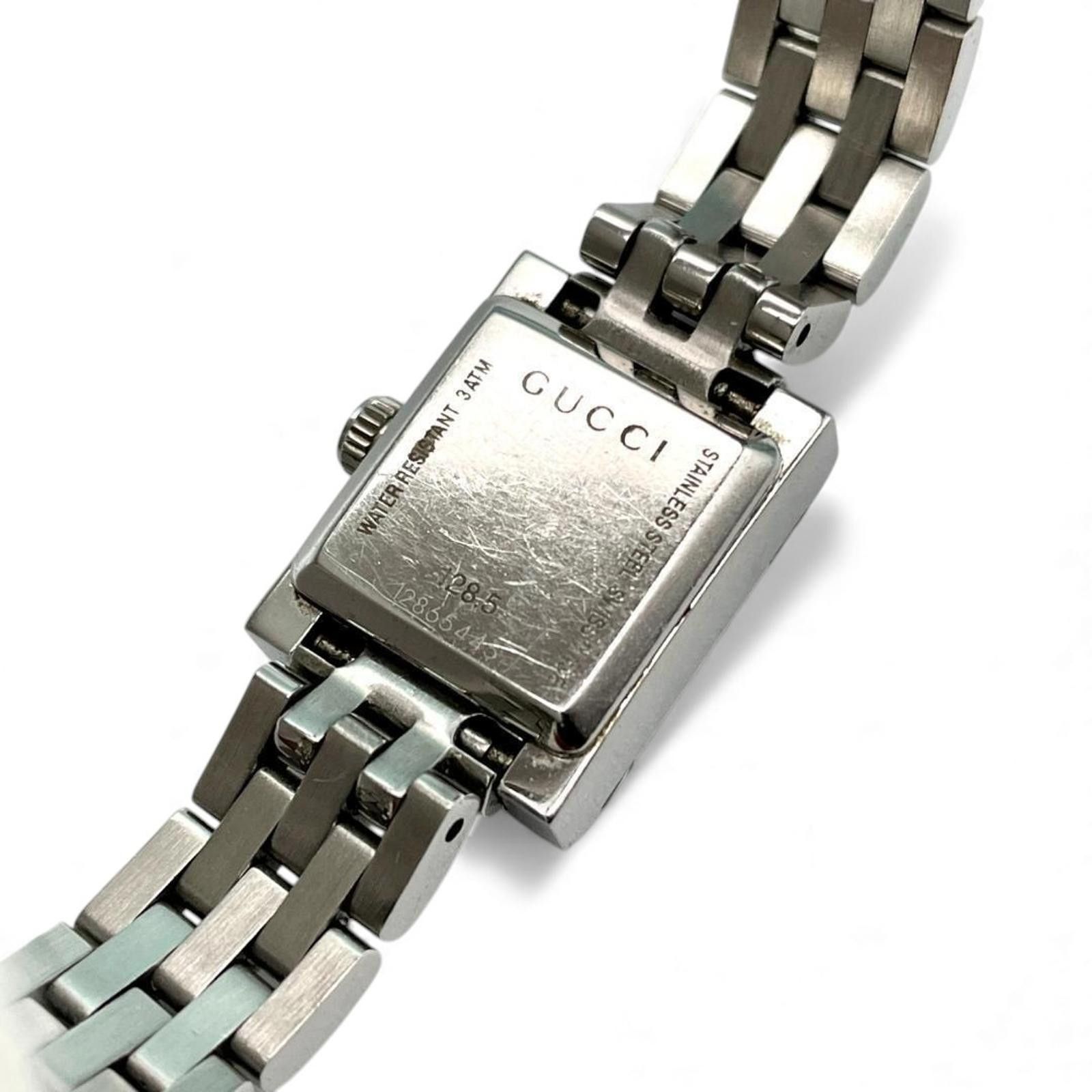 Gucci Gucci - Rare Silver Wristwatch with Square Black Dial Size ONE SIZE - 4 Thumbnail