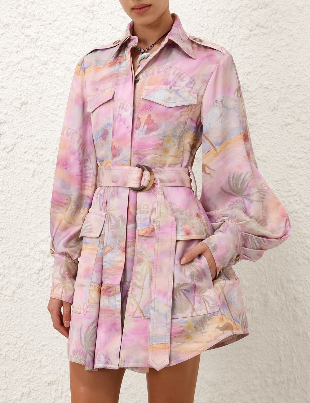 Zimmermann oc11z0226 Dawning Cargo Mini Dress in Multicolor Size S / US 4 / IT 40 - 2 Thumbnail