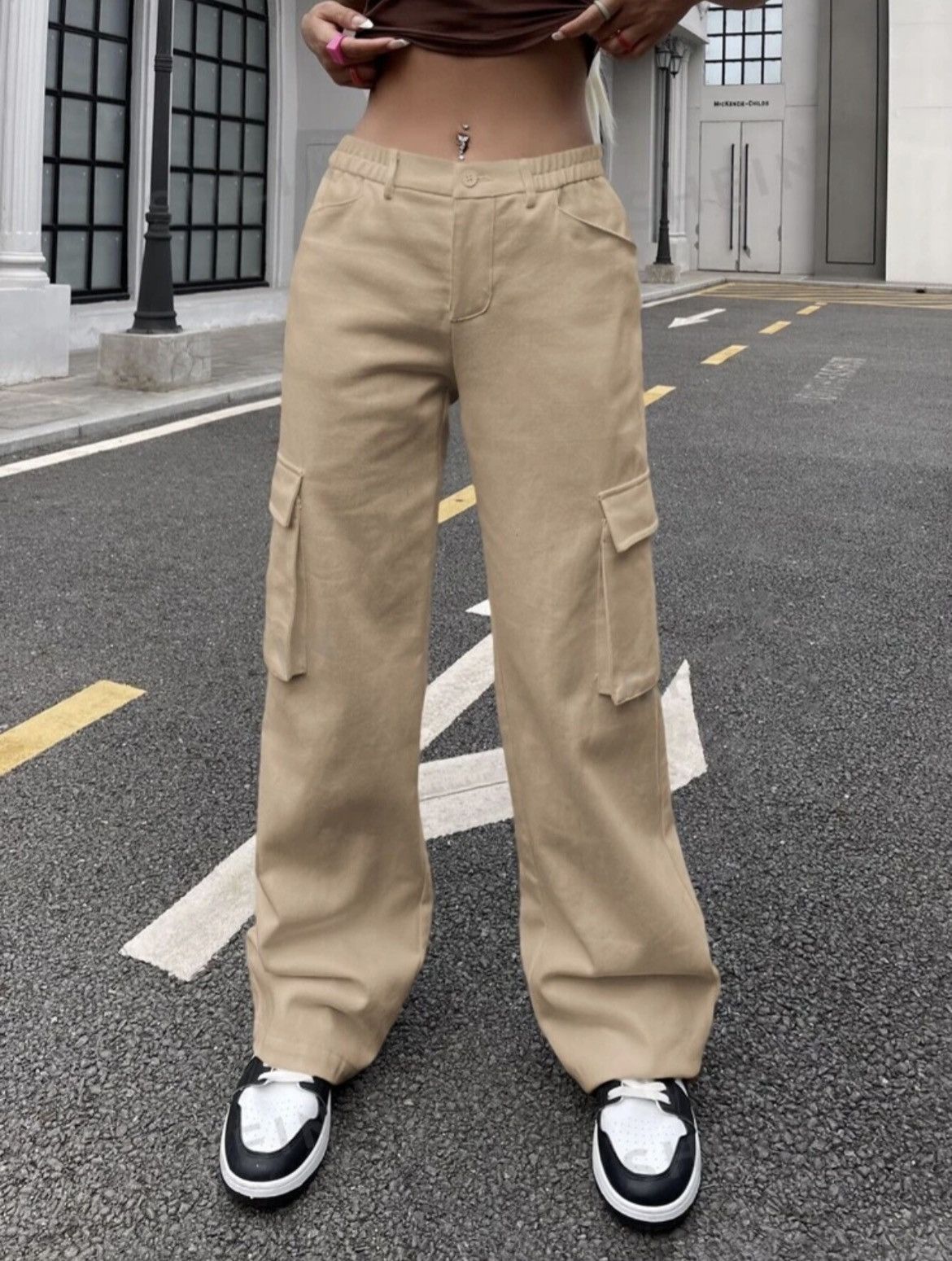 Designer × Other NWT, Lavishly Paris Relaxed Fit Oversized Tan Cargo Pants Size 30" / US 8 / IT 44 - 1 Thumbnail