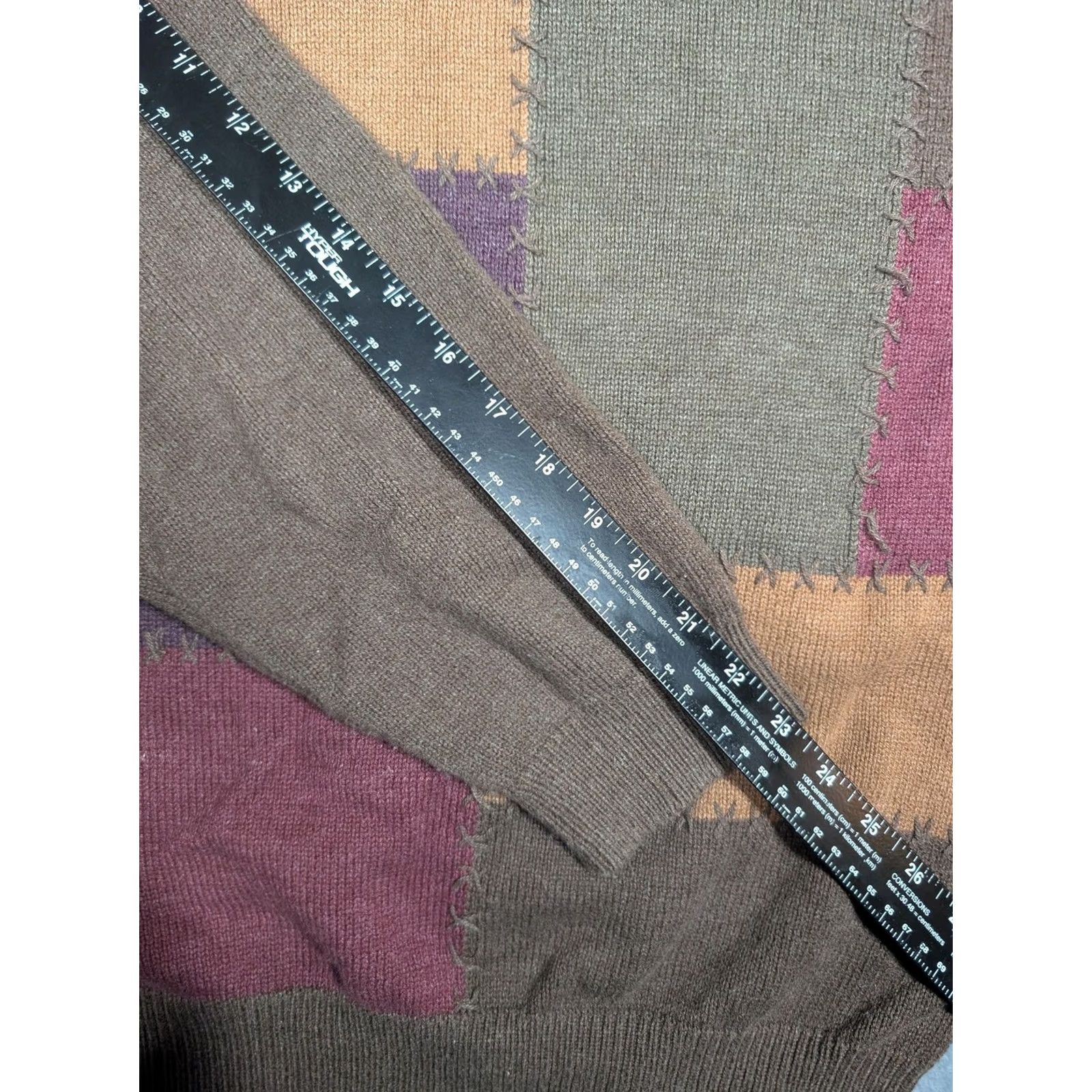 Roundtree & Yorke Roundtree & Yorke Sweater Mens XL Brown Patchwork Knit Cotton Crewneck Pullover Size US XL / EU 56 / 4 - 4 Thumbnail