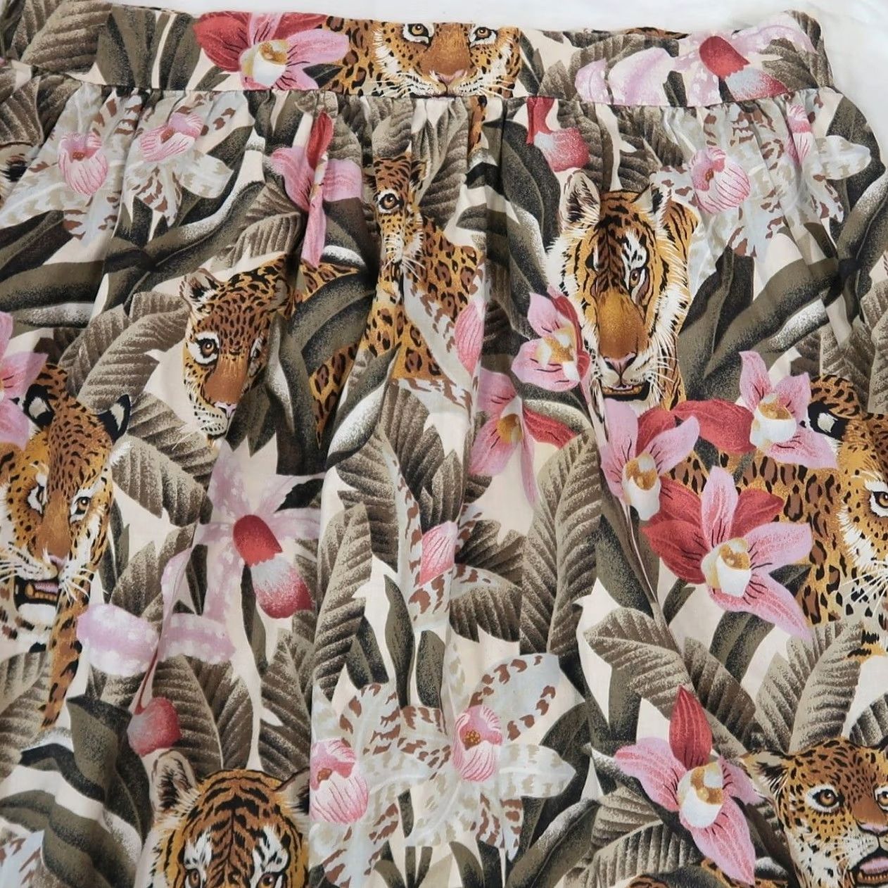 Vintage VINTAGE Maxi Skirt XL Cotton Floral Print 80s 90s Leopard Tiger Bohemian Pink Womens Size 40" / US 18 - 2 Thumbnail