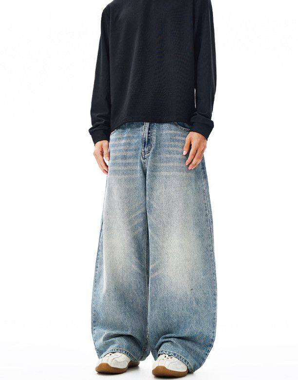 Jean Men's washed loose distressed scimitar jeans Y2K jeans Size US 32 / EU 48 - 2 Thumbnail