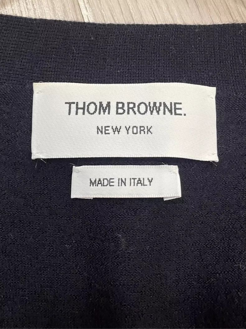 Thom Browne Thom browne Dark blue new blue four-striped wool cardigan j Size US M / EU 48-50 / 2 - 5 Thumbnail