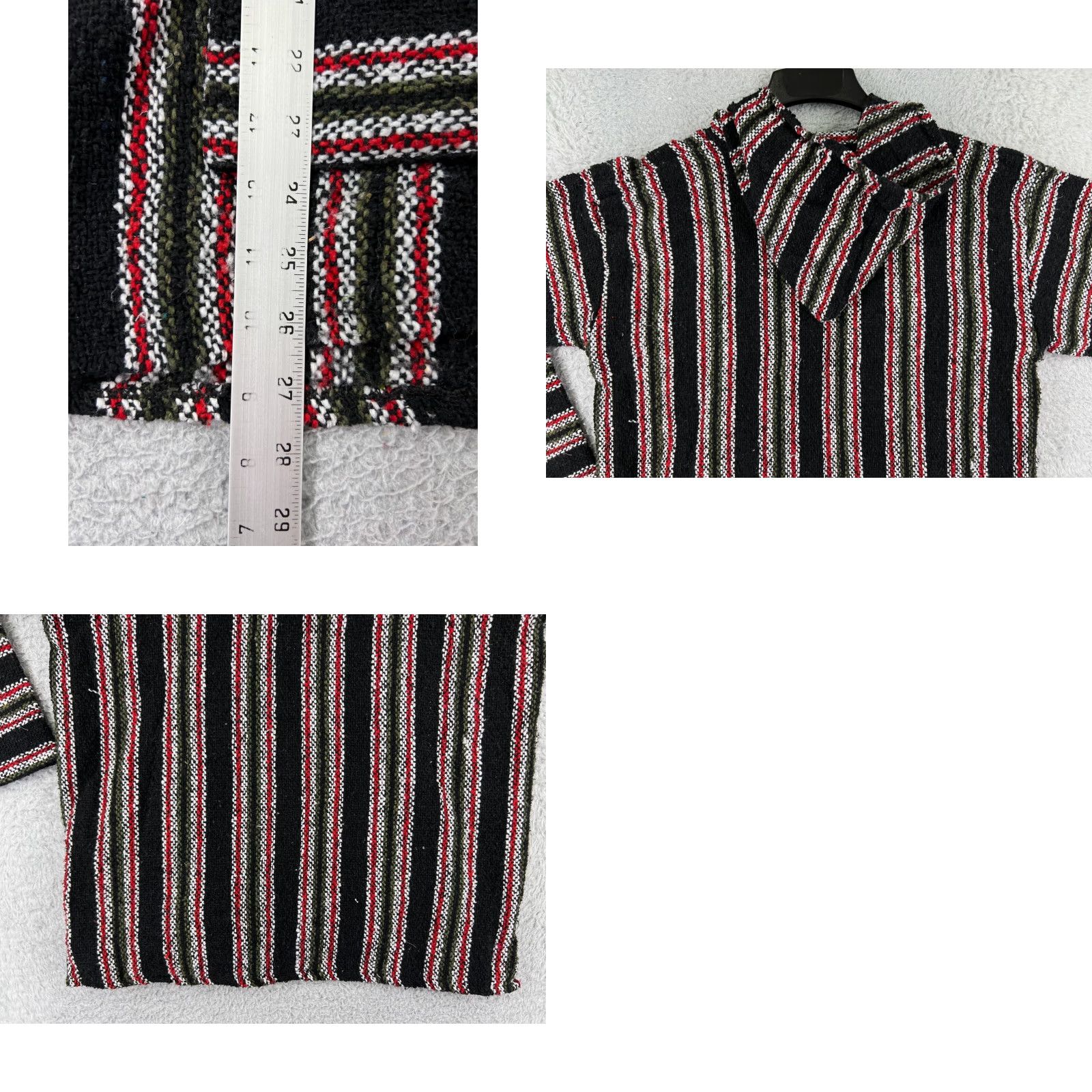 Vintage Franks Hoodie Shirt Mens M Black Stripe Acrylic Baja Knitted Jersey Pullover All Seasons Hooded Pockets Size US M / EU 48-50 / 2 - 9 Thumbnail