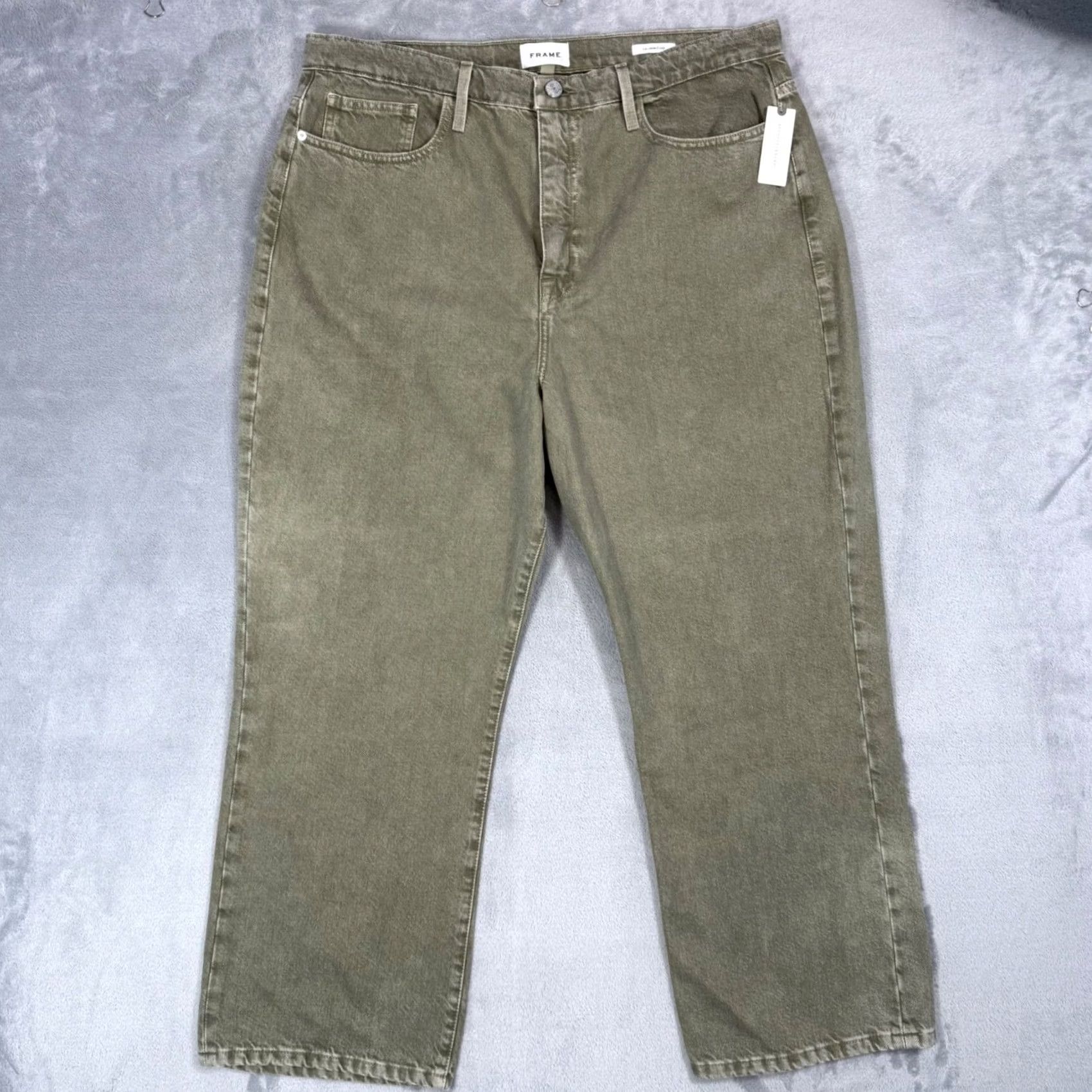 Frame FRAME Le Jane Crop Olive Green High Rise Straight Leg Jeans Women's 34 NEW Size 24" / US 00 / IT 34 - 3 Thumbnail