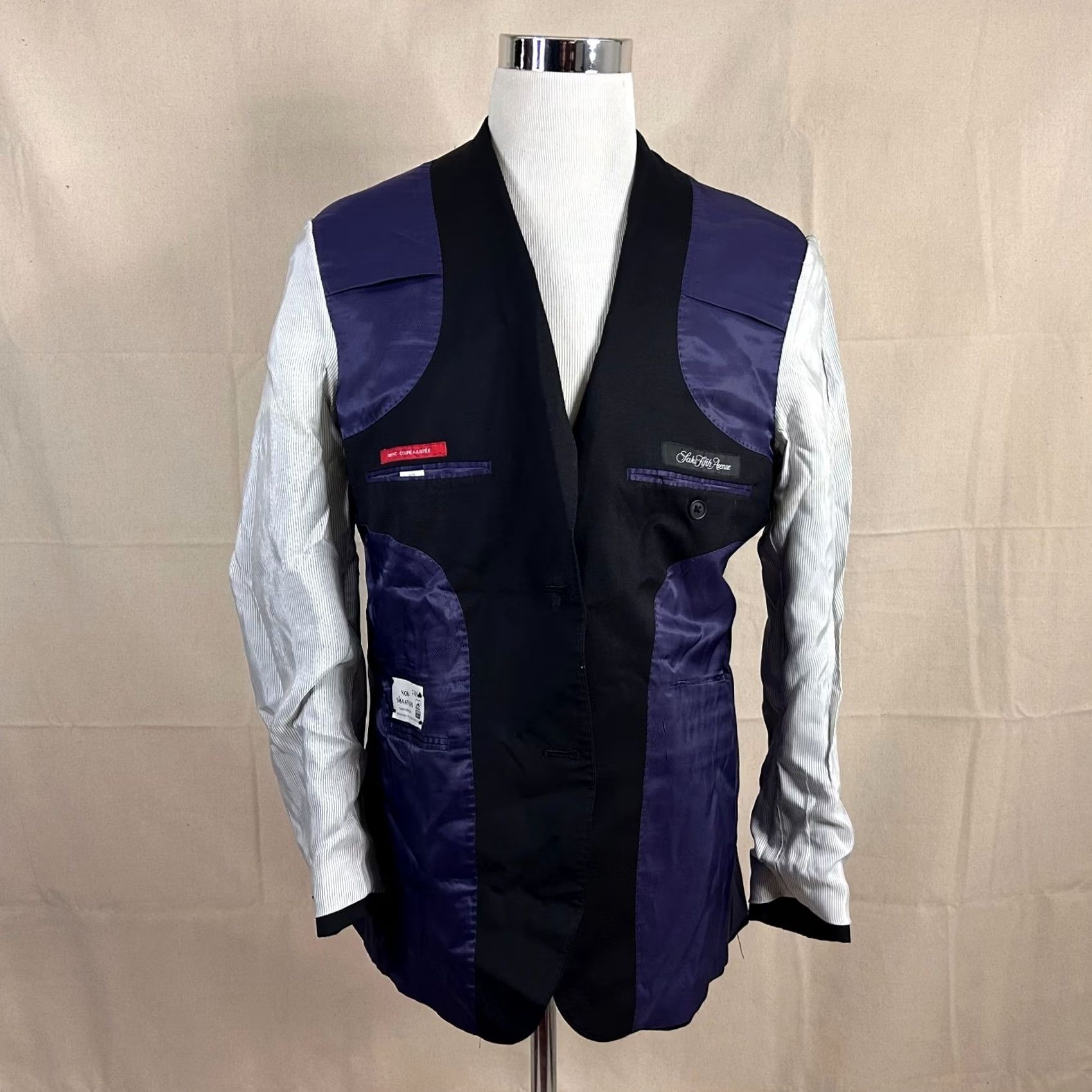Saks Fifth Avenue Saks Fifth Ave Sport Coat 42R Wool Black Two-Button Double Vented Notch Lapel Fully Lined Regular Mens Jacket Coat Size US XS / EU 42 / 0 - 7 Thumbnail