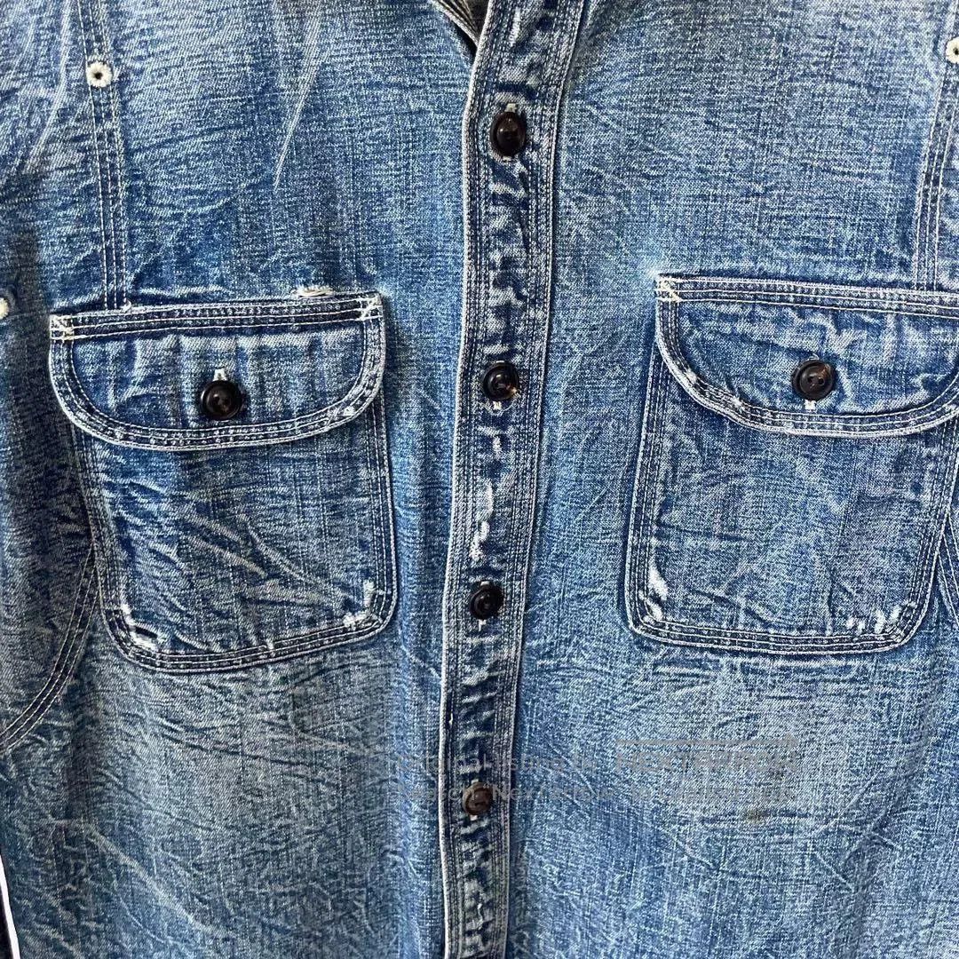 RRL Ralph Lauren RRL 2006 Heavy Distressed Denim Shirt. Size US XS / EU 42 / 0 - 5 Thumbnail