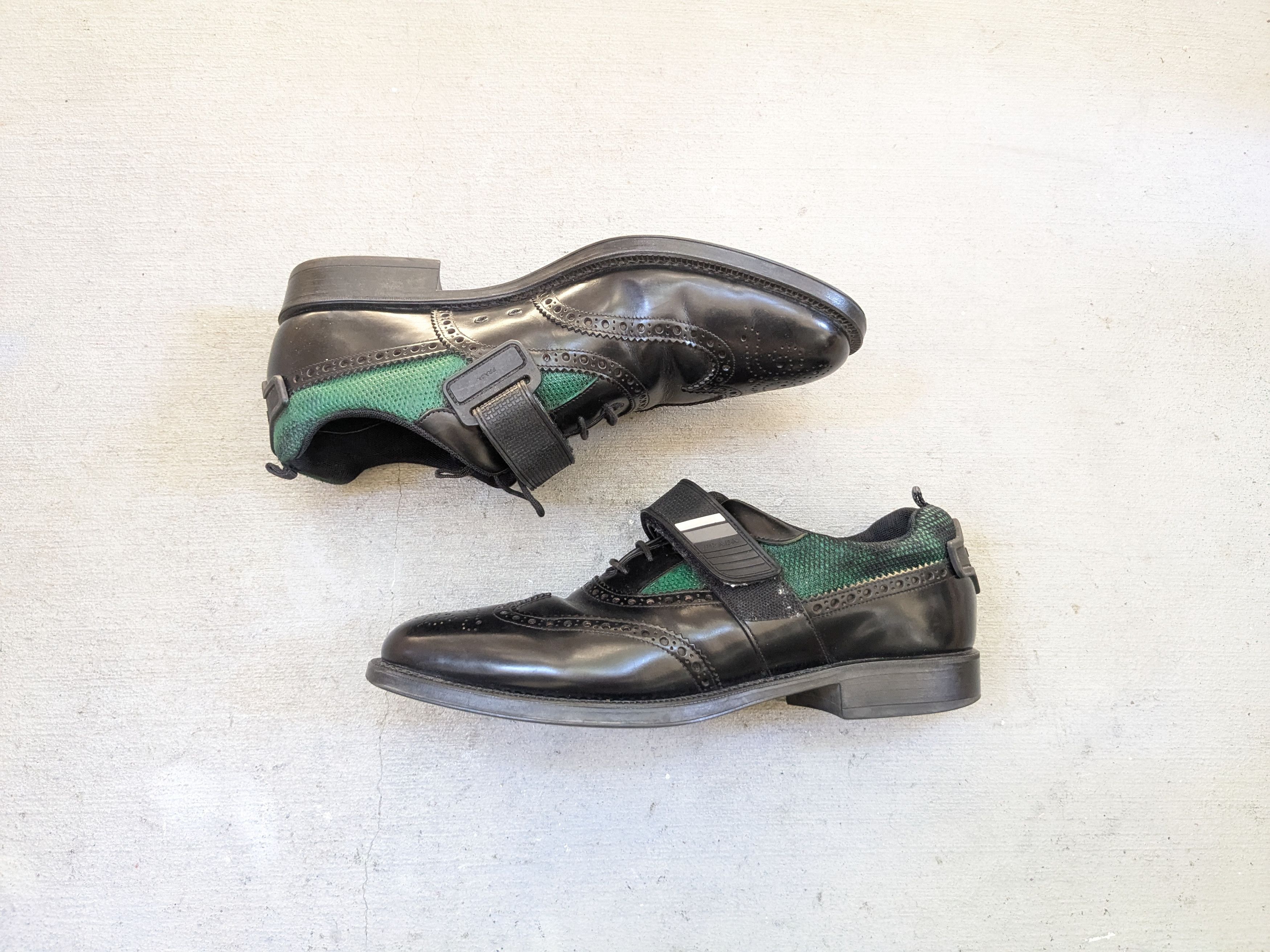 Prada Prada Brogues Wingtips Black Green 10.5 Strap Leather Size US 10.5 / EU 43-44 - 1 Thumbnail