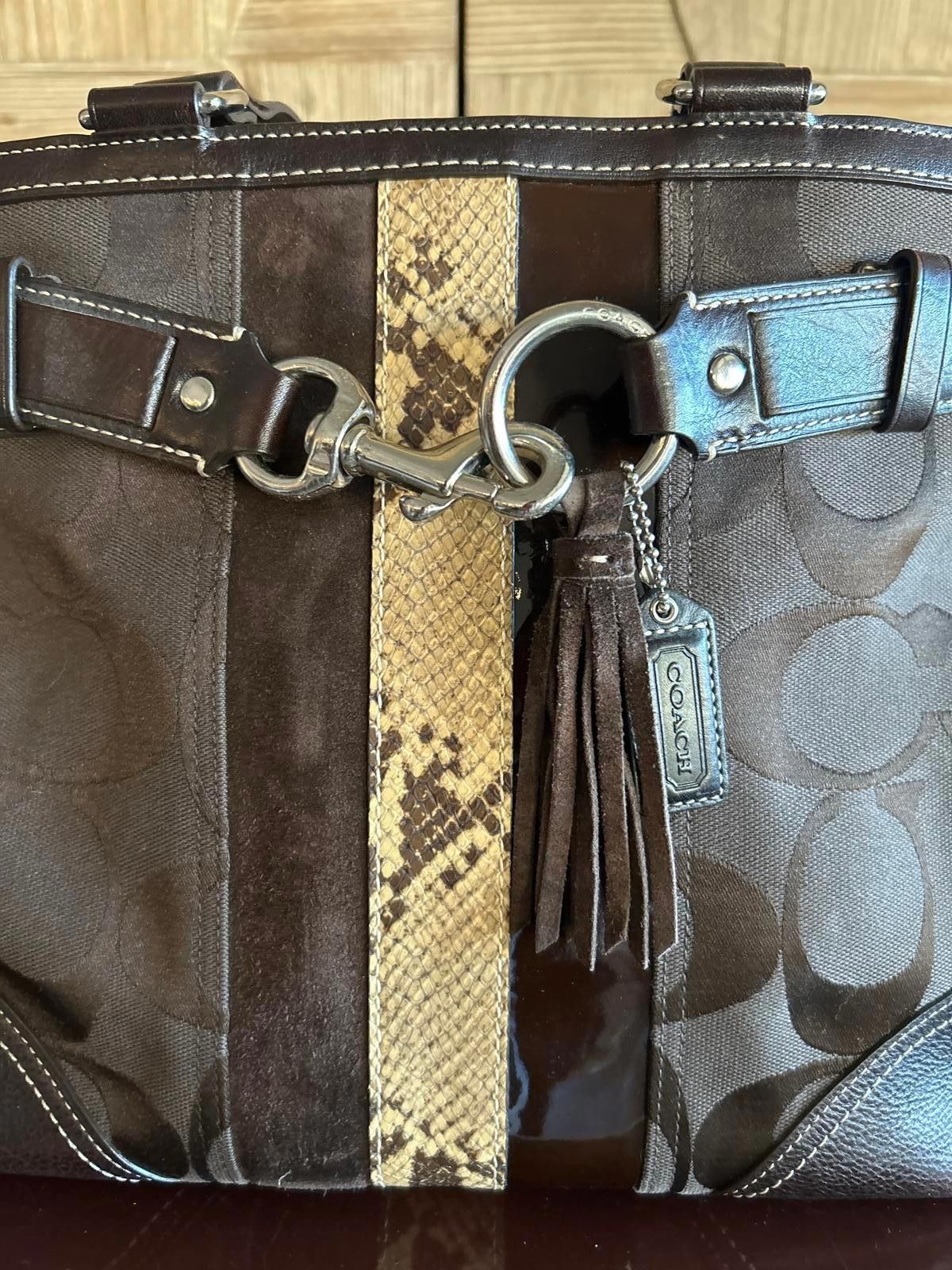 Coach Coach Hamptons Signature Canvas Leather Carryall Purse Size ONE SIZE - 2 Thumbnail