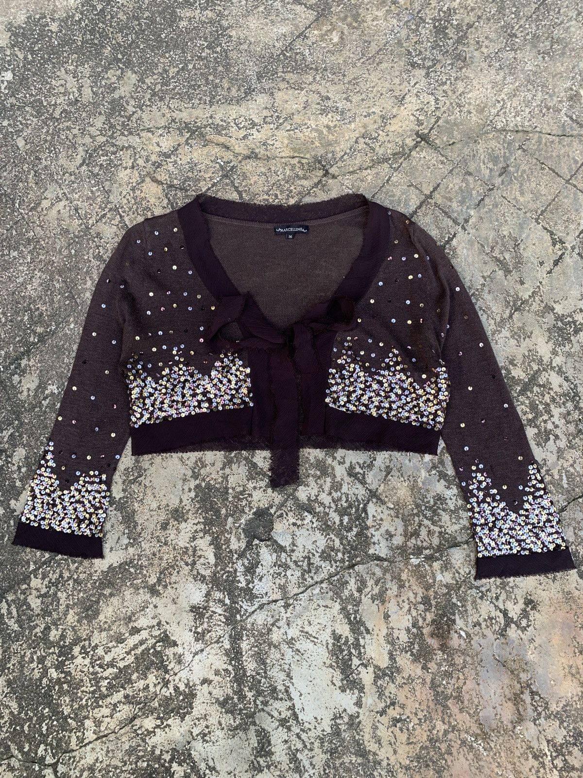 If Six Was Nine × Japanese Brand 2000s Marcelline Knitted Bowtie Beady Cropped Cardigan Size M / US 6-8 / IT 42-44 - 1 Thumbnail