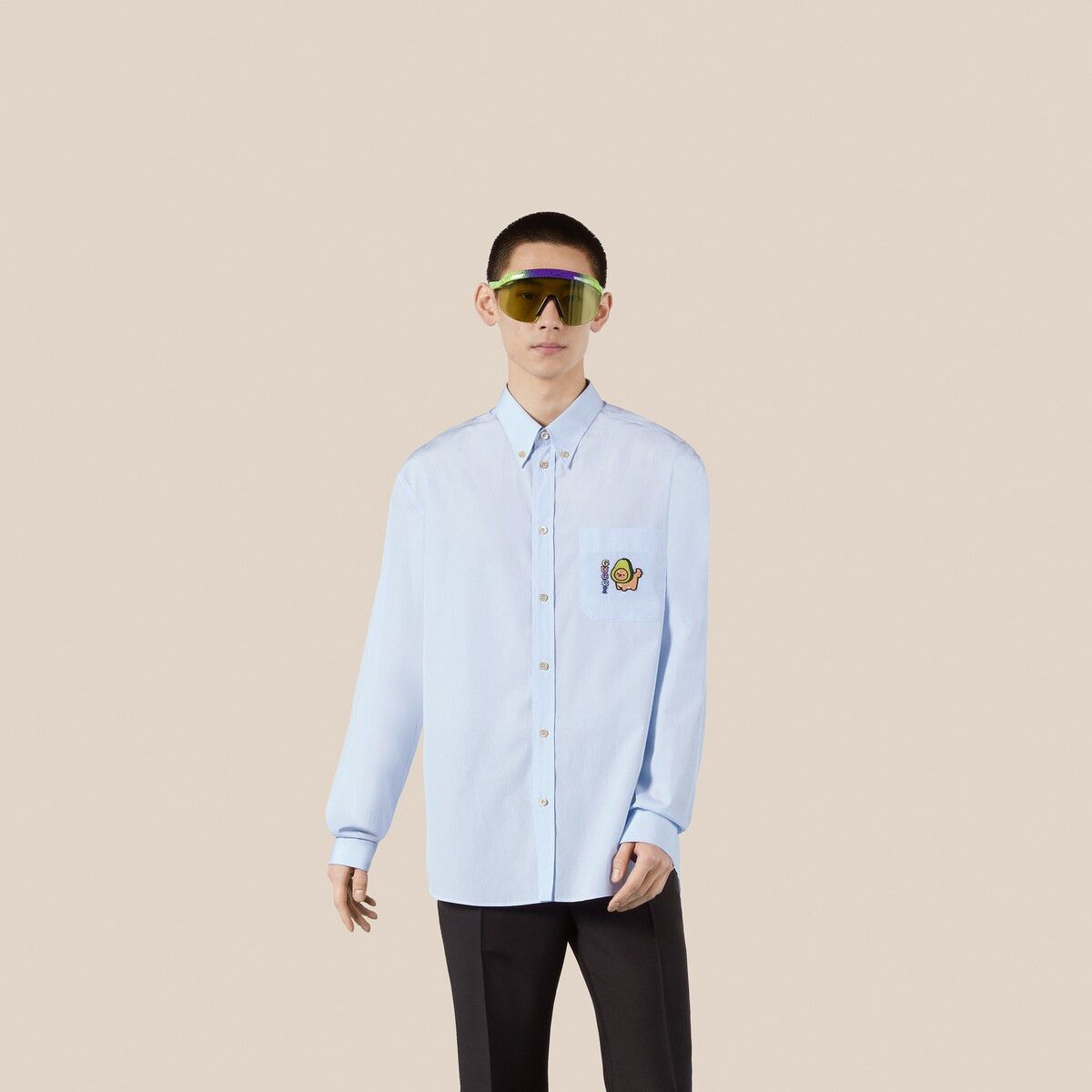 Gucci 48 M Gucci Blue Cotton Pikarar Animal Avocado Button Shirt Size US M / EU 48-50 / 2 - 5 Thumbnail