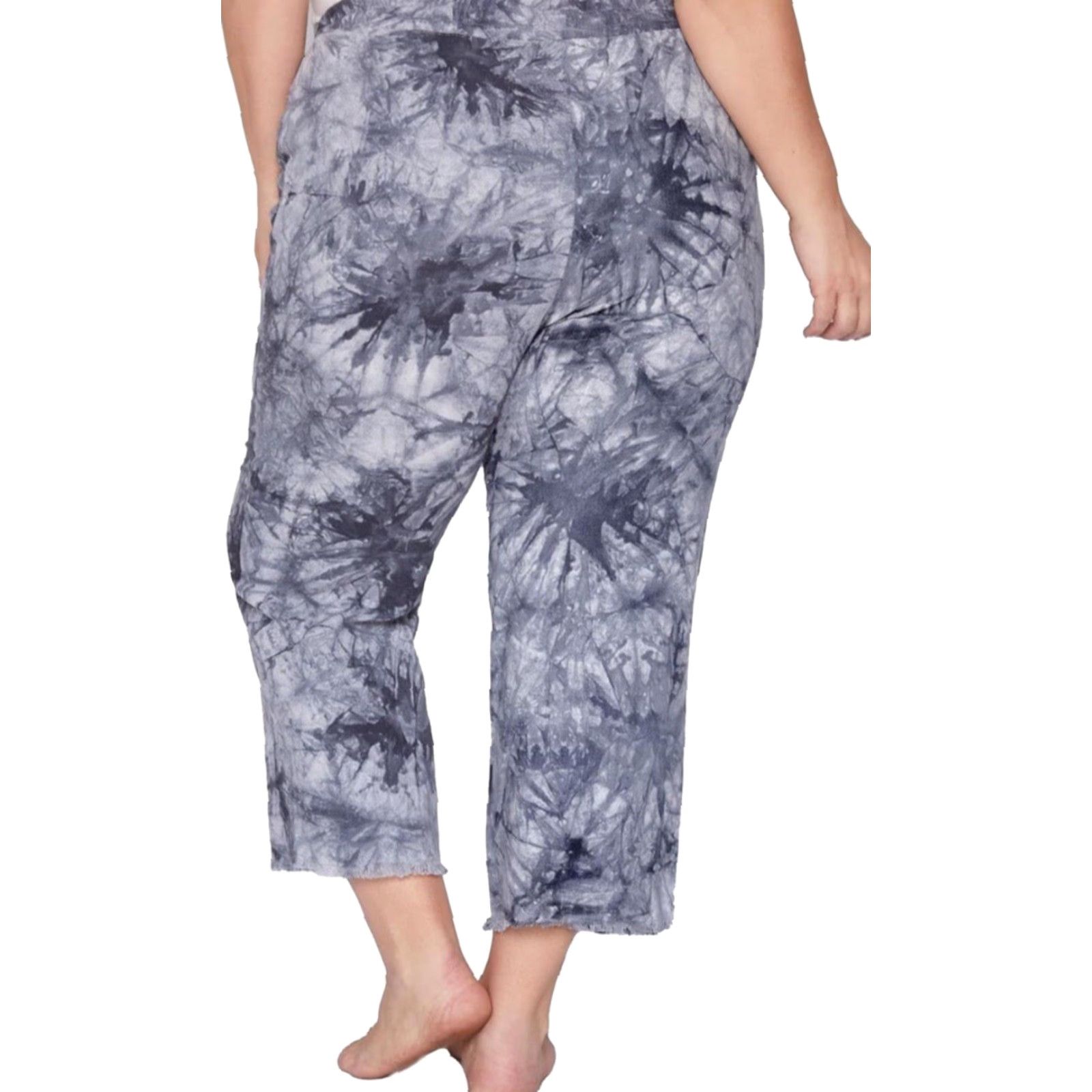 Vintage Royalty for Me NWT Women’s Linen Button Hem Flood Pants - Charcoal Tie Dye 2X - Plus Size 52% Linen 48% Viscose Size 40" / US 18 - 4 Thumbnail