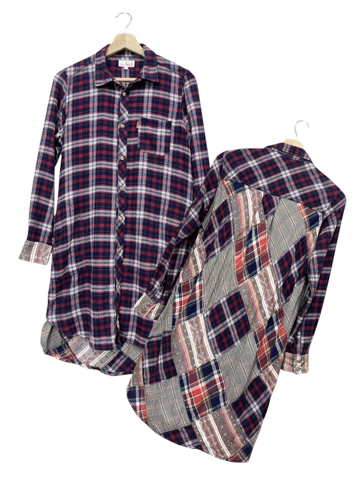Japanese Brand Vintage TITICACA Grunge Tartan Patchwork Long Cotton Flannel Size S / US 4 / IT 40 - 1 Thumbnail
