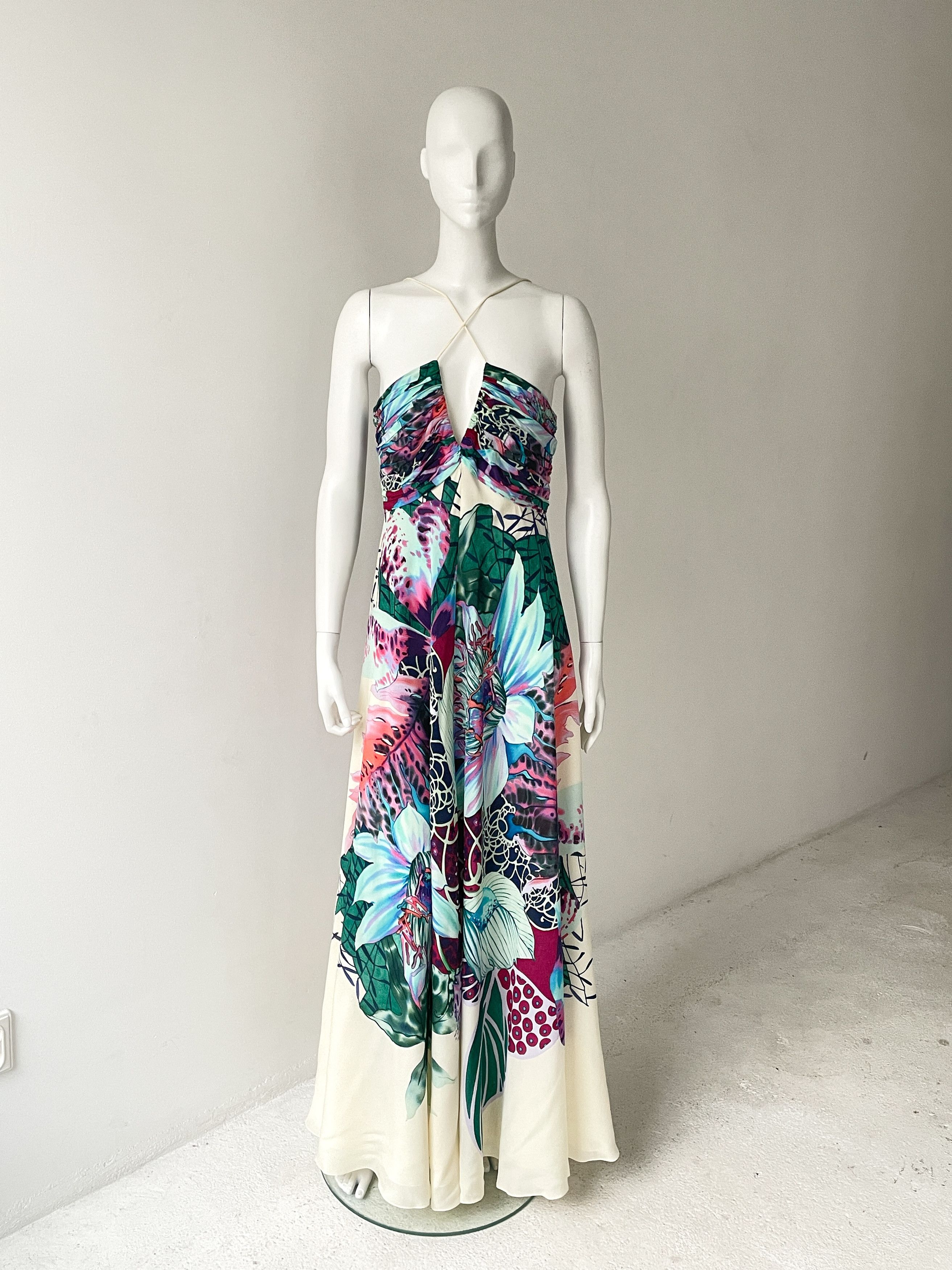 Roberto Cavalli tropical silk gown FW 2018 Size S / US 4 / IT 40 - 3 Thumbnail