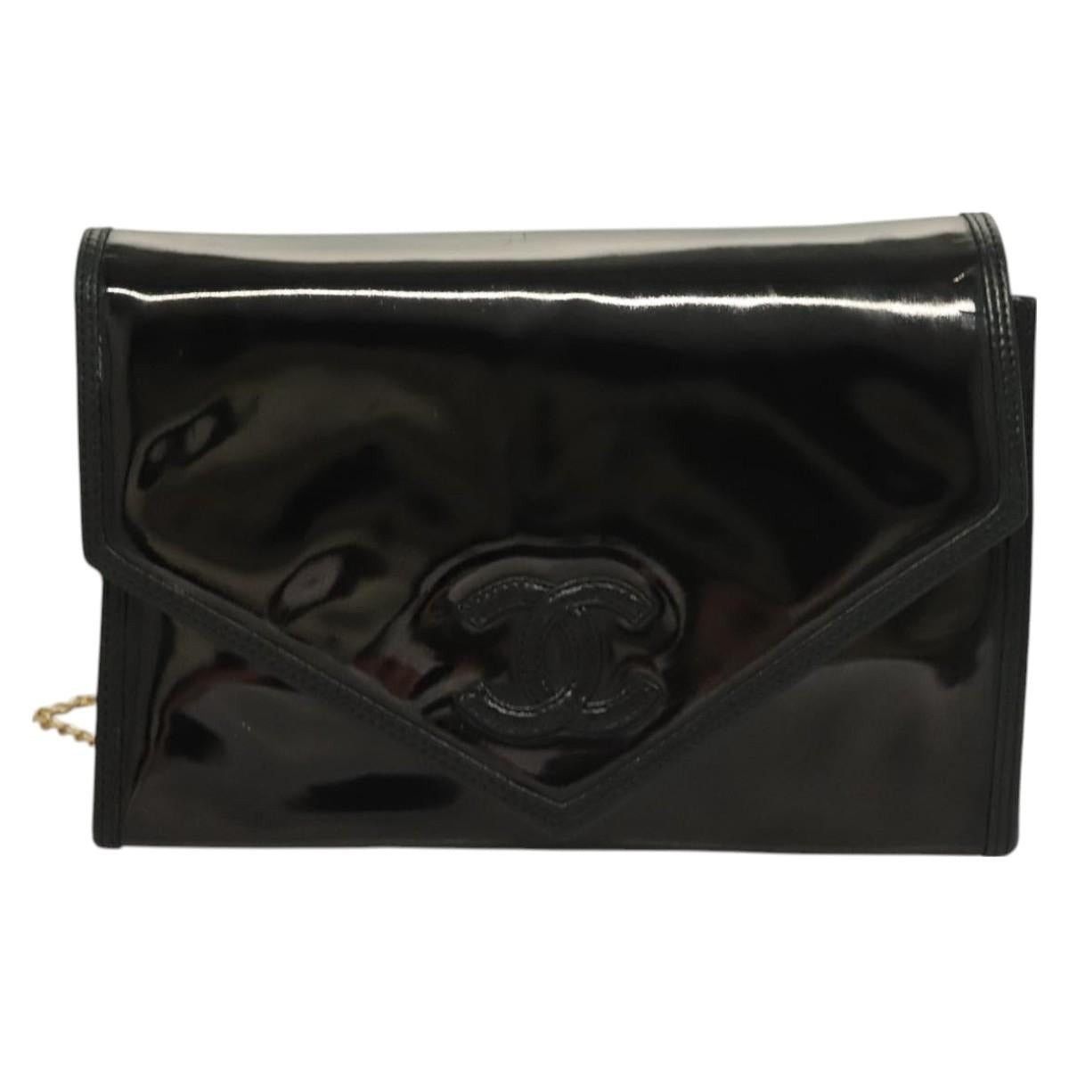 Chanel Chanel Chain Shoulder Bag Enamel Black Gold CC Size ONE SIZE - 2 Thumbnail