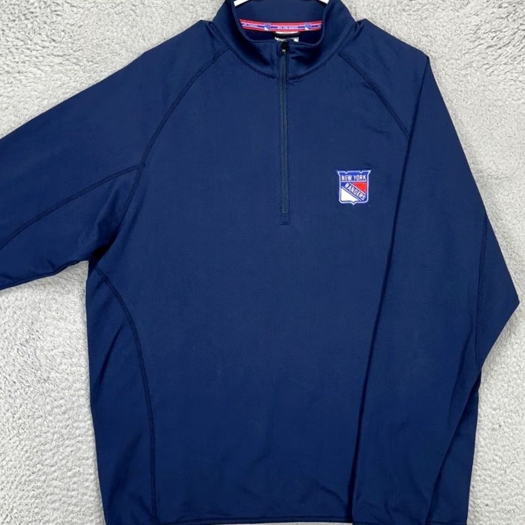 Vintage VINTAGE New York Rangers Pullover Shirt Mens Large Blue Quarter Zip Stretch Levelwear Size US L / EU 52-54 / 3 - 2 Thumbnail
