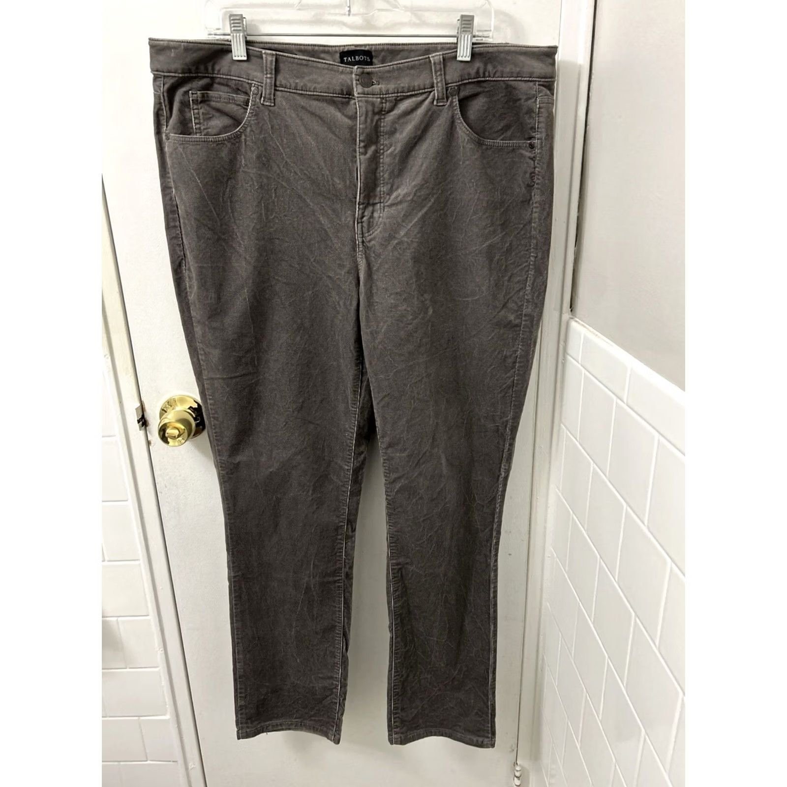 Talbots Talbots Corduroy Straight Leg Pants Womens 16W 40x30 Grey Stretch Trousers Pants Dress Pants Classic Workwear Mens? Size 38" / US 16 / IT 52 - 2 Thumbnail