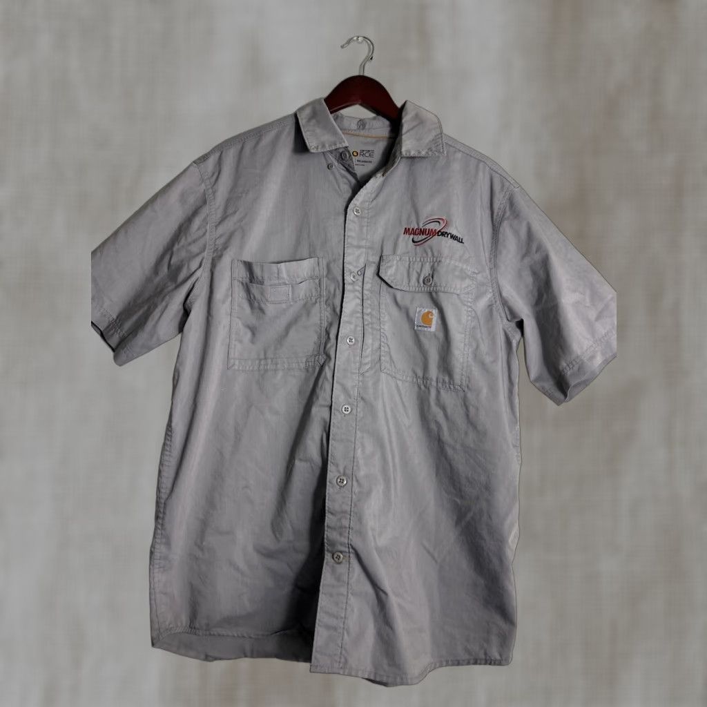 Carhartt Carhartt Force Shirt Mens Large Relaxed Short Sleeve Gray Embroidered Button-Up Collar Workwear Pocket Zip Vented Pockets Outdoor 102417 066 Size US L / EU 52-54 / 3 - 1 Thumbnail
