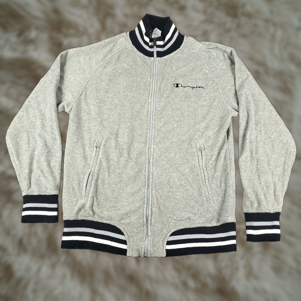 Champion Champion Jacket Mens Medium Gray Fleece Full Zip Up Track Sweater Coat Casual Size US M / EU 48-50 / 2 - 1 Thumbnail