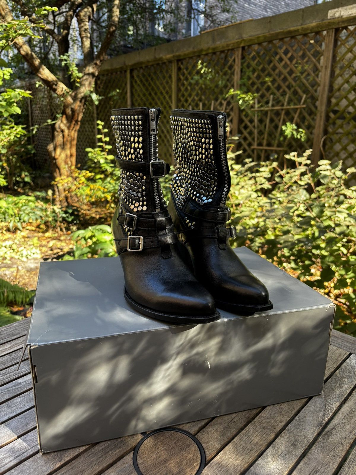 Celine SS19 Hedi Slimane Celine Studded Western Boots Size US 7 / EU 40 - 3 Thumbnail