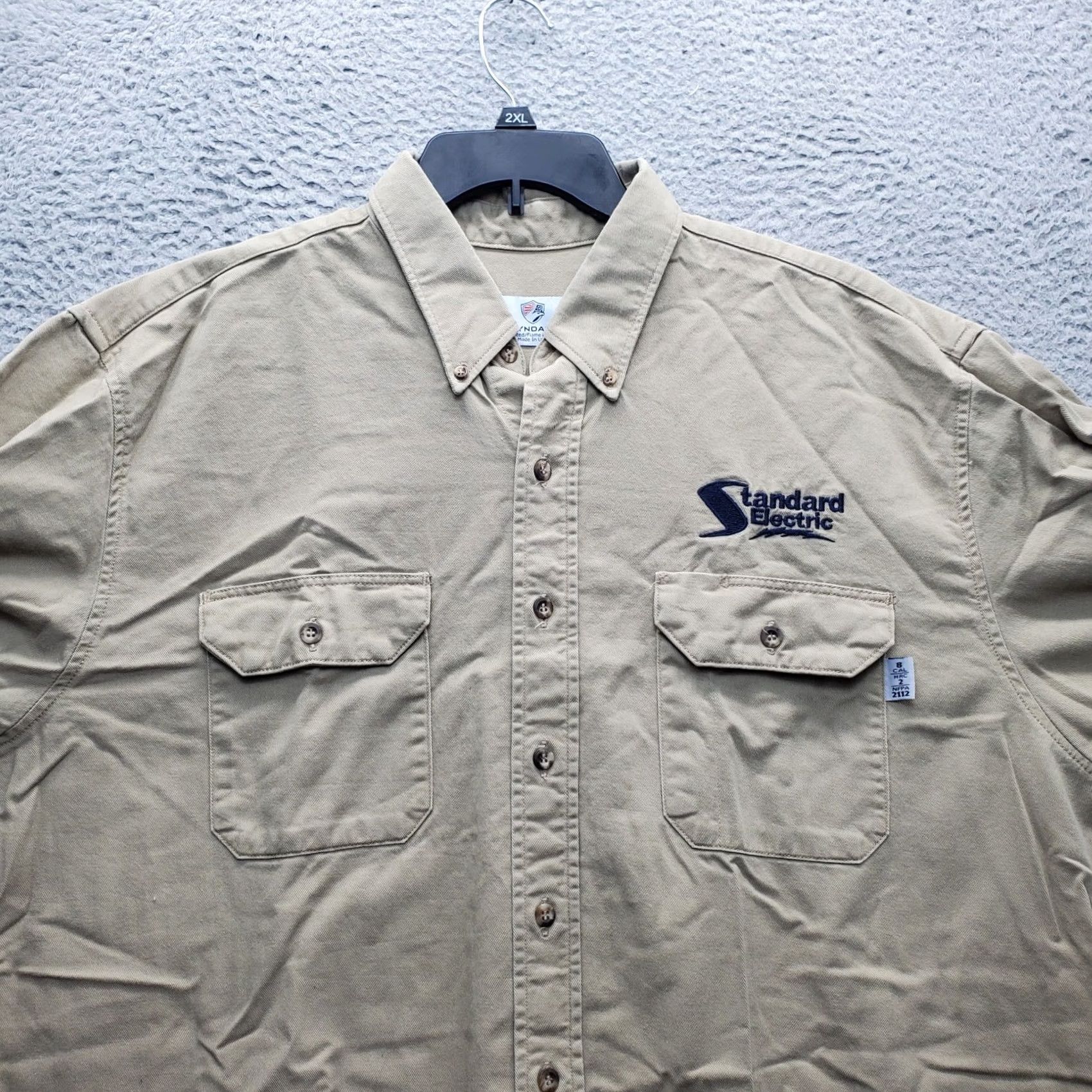 Vintage Tyndale Flame Resistant Shirt Men 2XL Brown Long Sleeve Flap Pockets Button Down - Premium Quality & Features Size US XXL / EU 58 / 5 - 6 Thumbnail