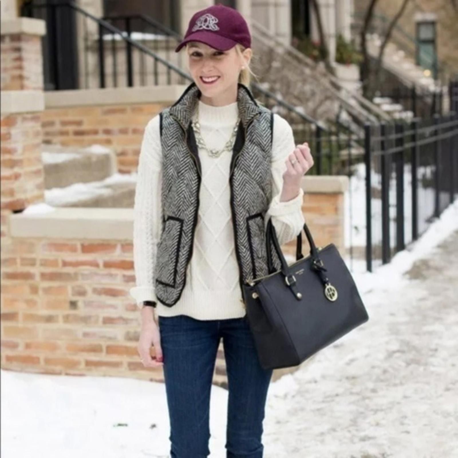 Designer Herringbone Quilted Vest NWT Size L / US 10 / IT 46 - 1 Thumbnail