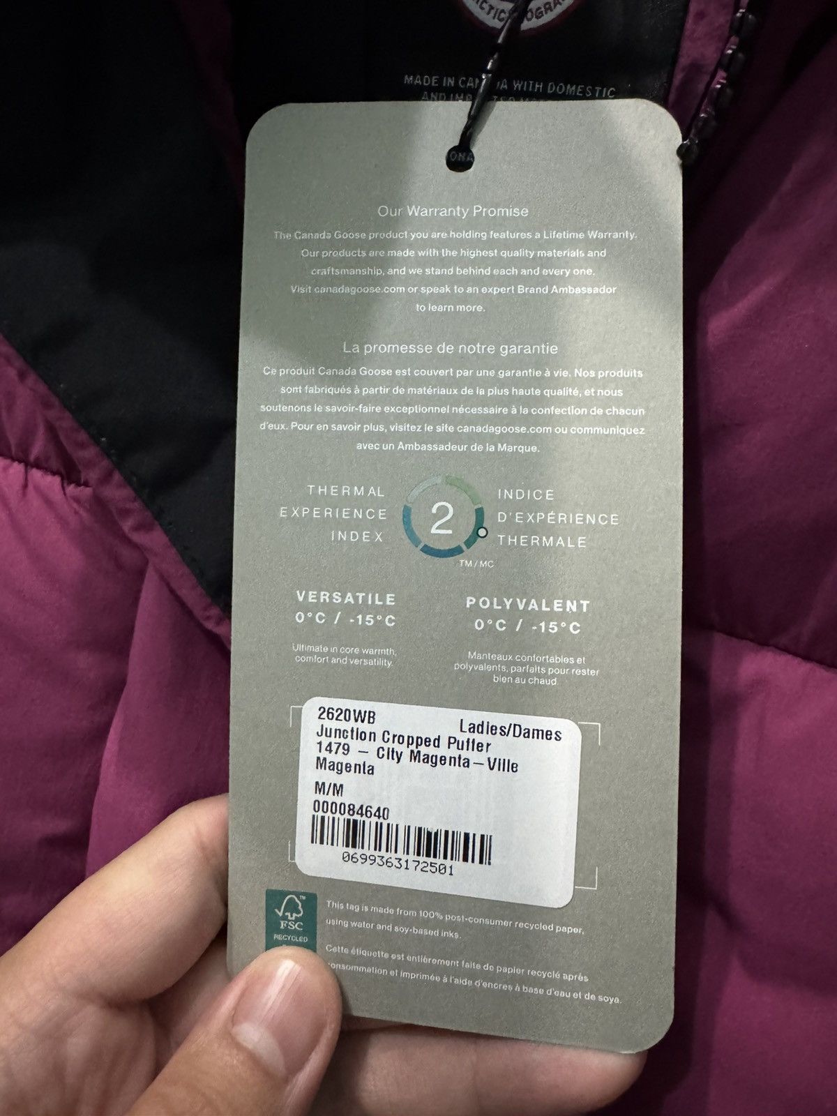 Canada Goose Canada Goose Junction Cropped Puffer Magenta Medium NEW Size M / US 6-8 / IT 42-44 - 5 Thumbnail