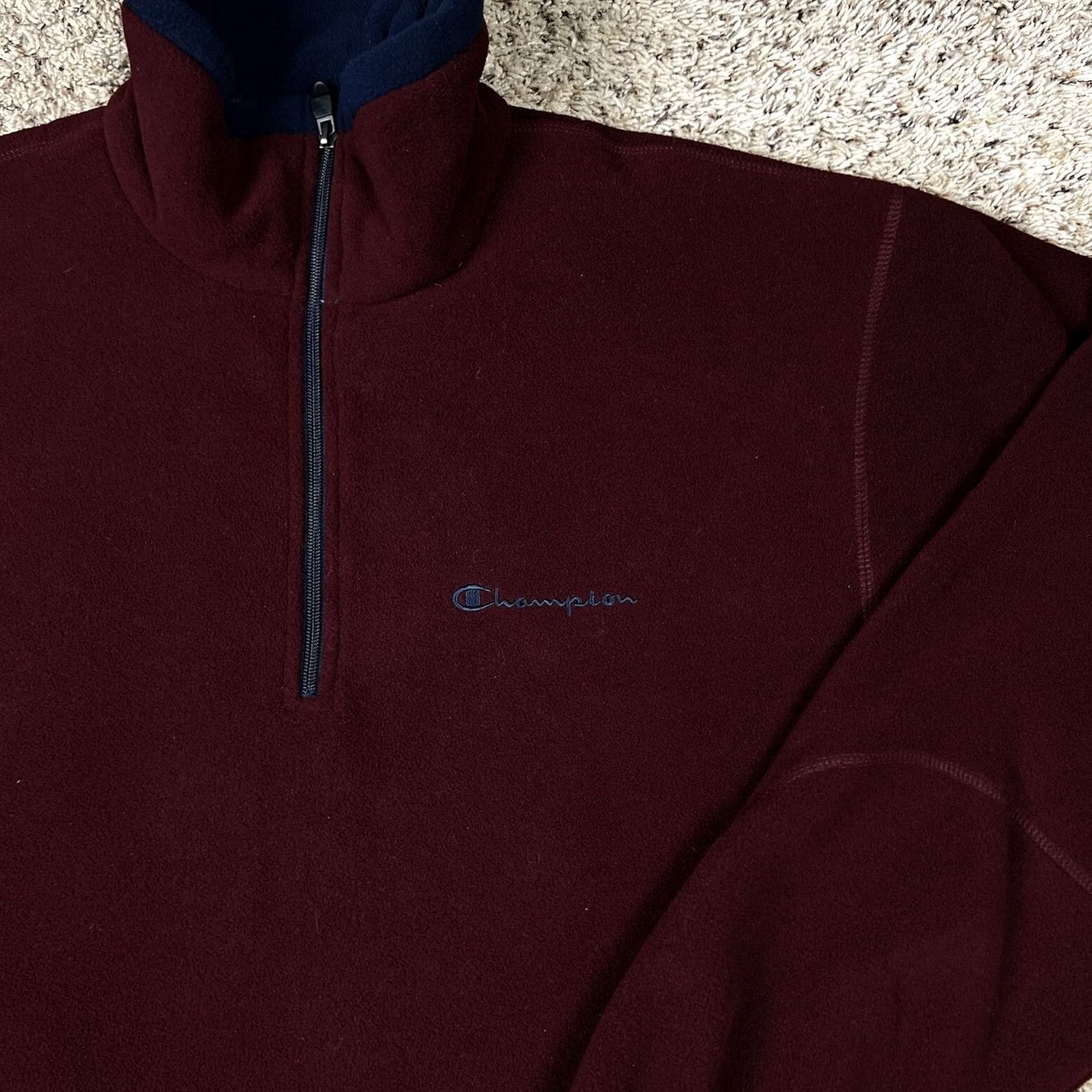 Champion Champion Pullover Shirt Mens M Burgundy Fleece Embroidered Logo 1/4 Zip Lounge Outdoor Sports Size US M / EU 48-50 / 2 - 4 Thumbnail