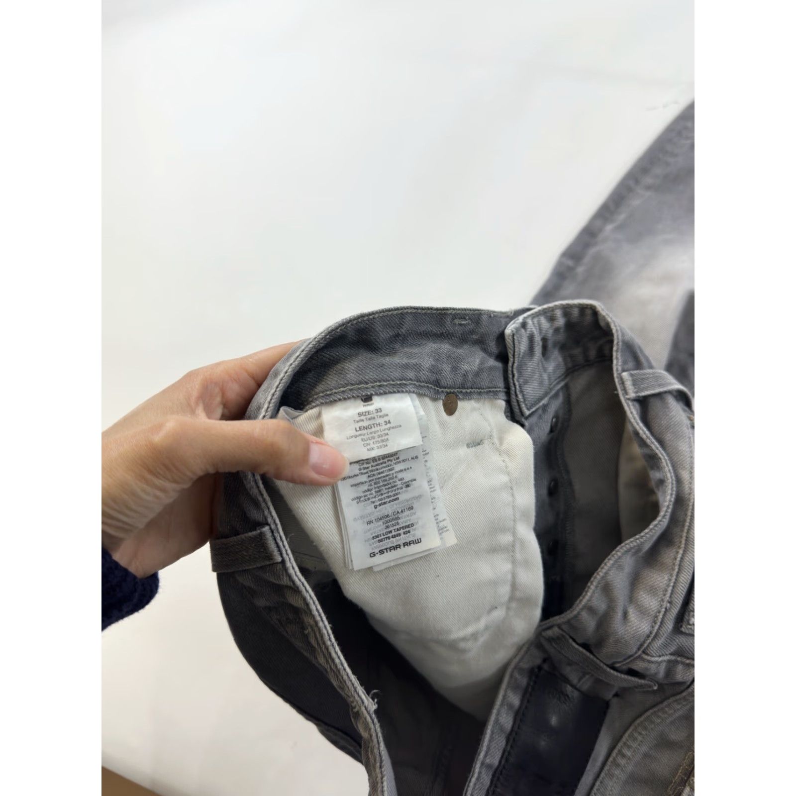 G-Star G-Star Jeans Men 33x29 Gray 3301 Tapered Stretch Cotton Elastane Regular Denim Stars Vintage No Size US 33 - 5 Thumbnail