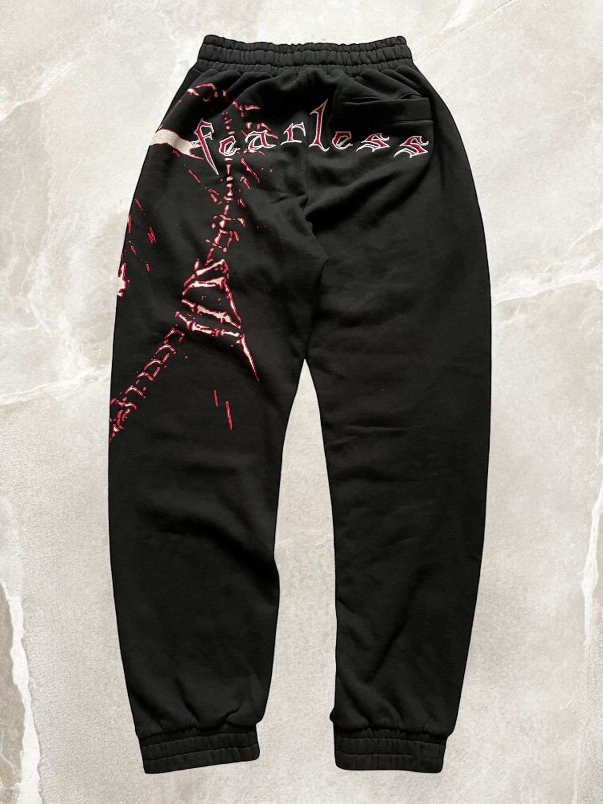 Designer × Vintage FEARLESS SKULL HEAVY COTTON SWEATPANTS Skeleton pants skull Size US 34 / EU 50 - 2 Thumbnail